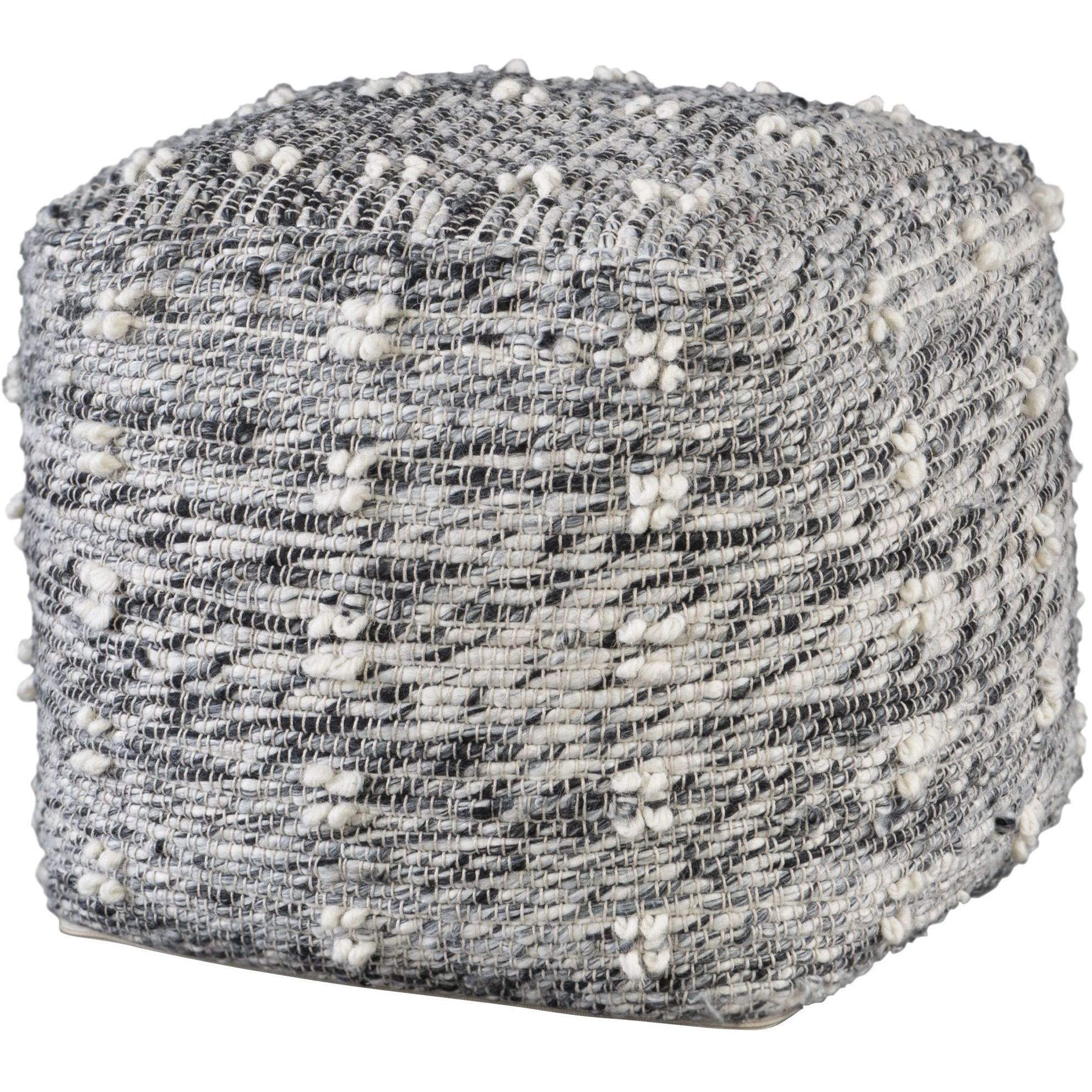 Narol 18 inch Charcoal and Black with Soft White Pouf