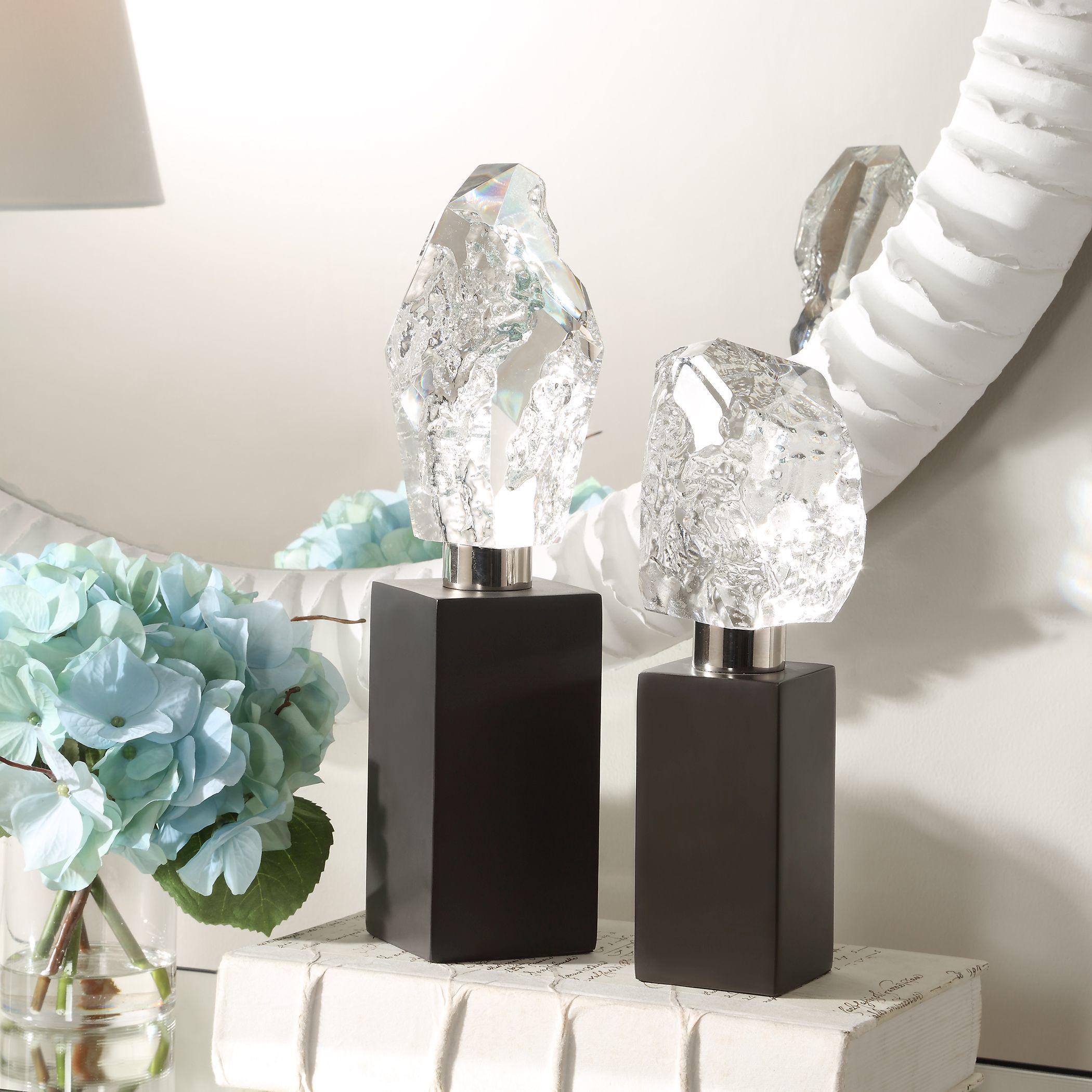 Crystal Peak 13 X 3.5 inch Sculptures, Set of 2