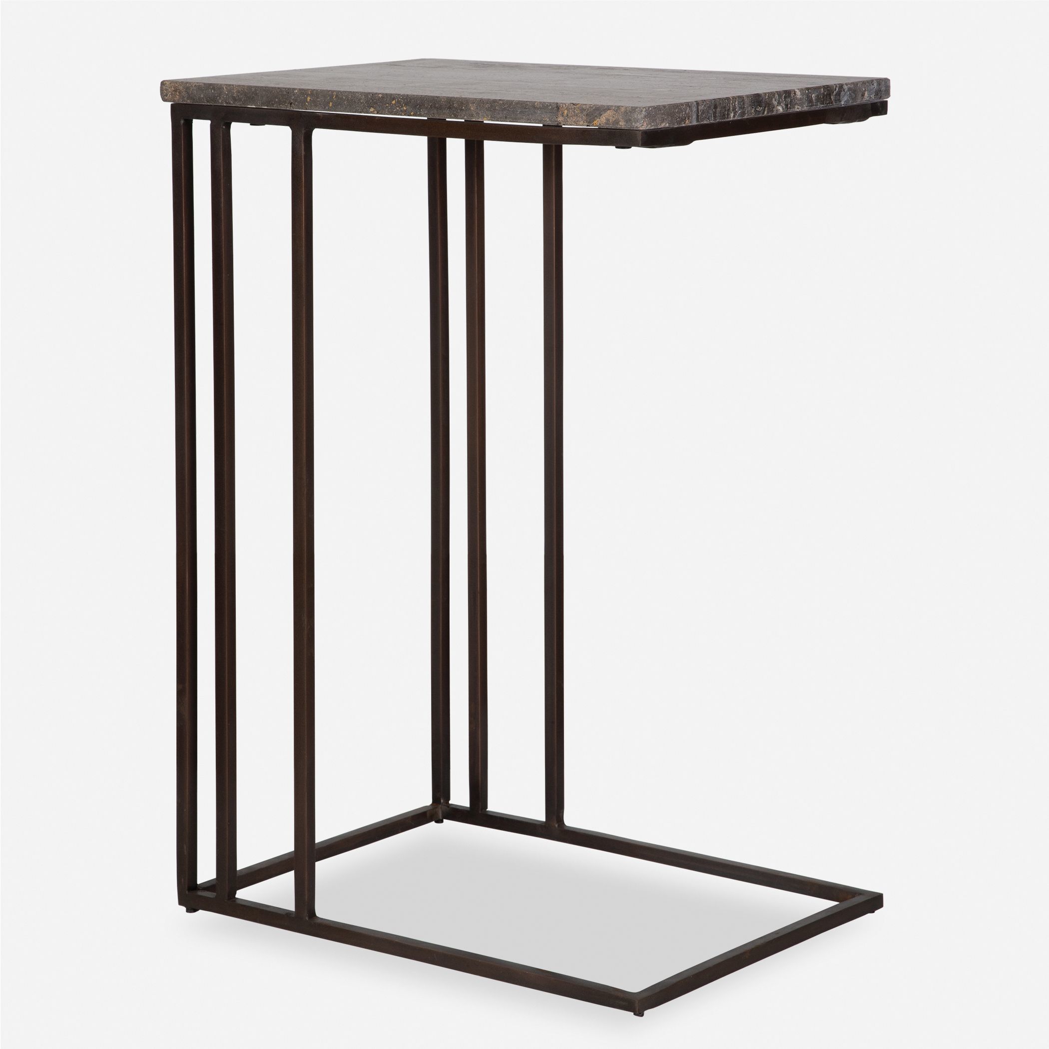 Theodore 23 X 16 inch Titanium Travertine and Dark Bronze Accent Table