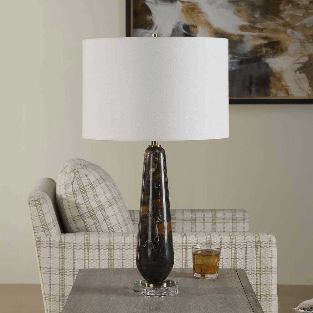 Dames 26.75 inch 150.00 watt Dark Marble snd Antique Brass Table Lamp Portable Light