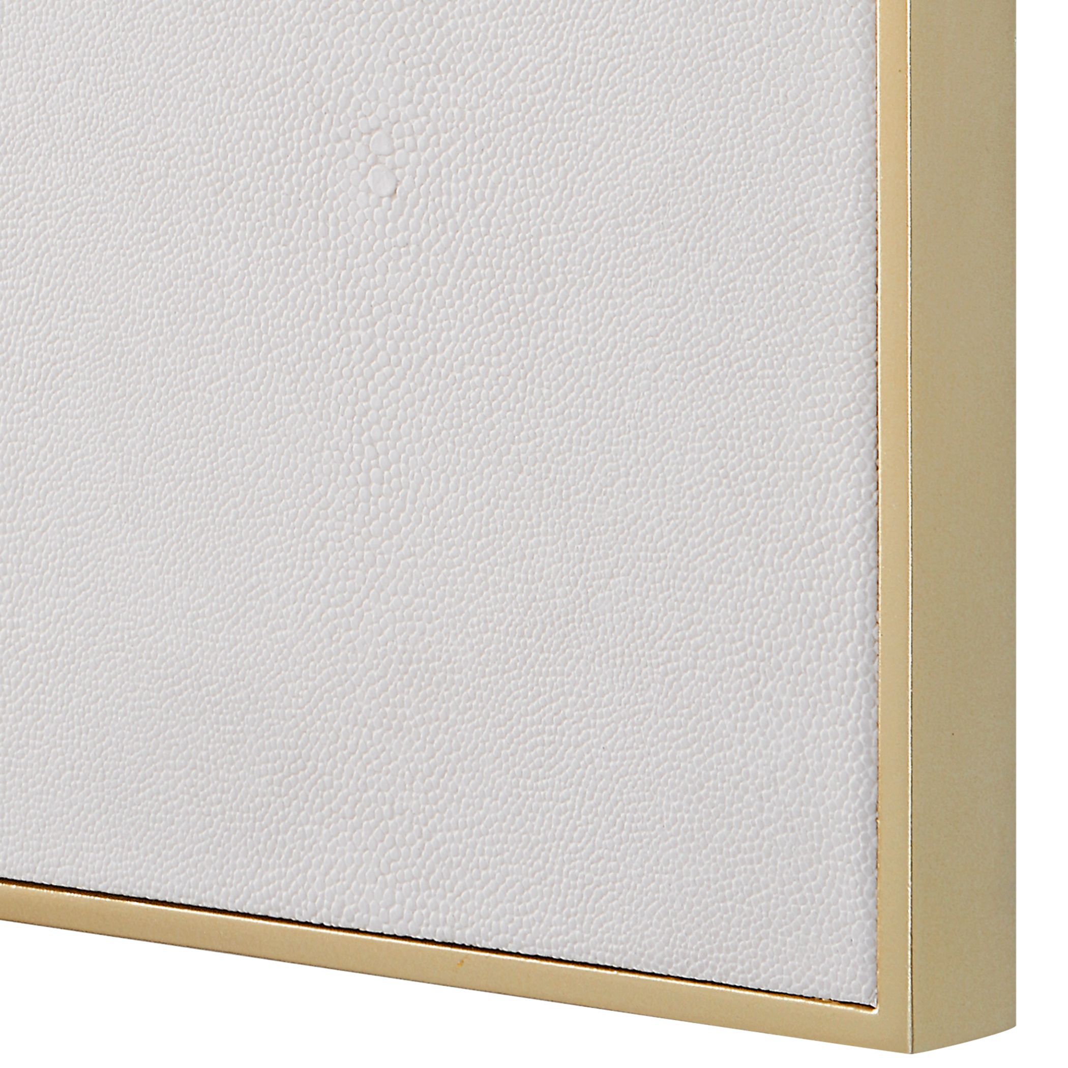 Cyprus 40 X 40 inch White Faux Shagreen Leather and Soft Gold Mirror