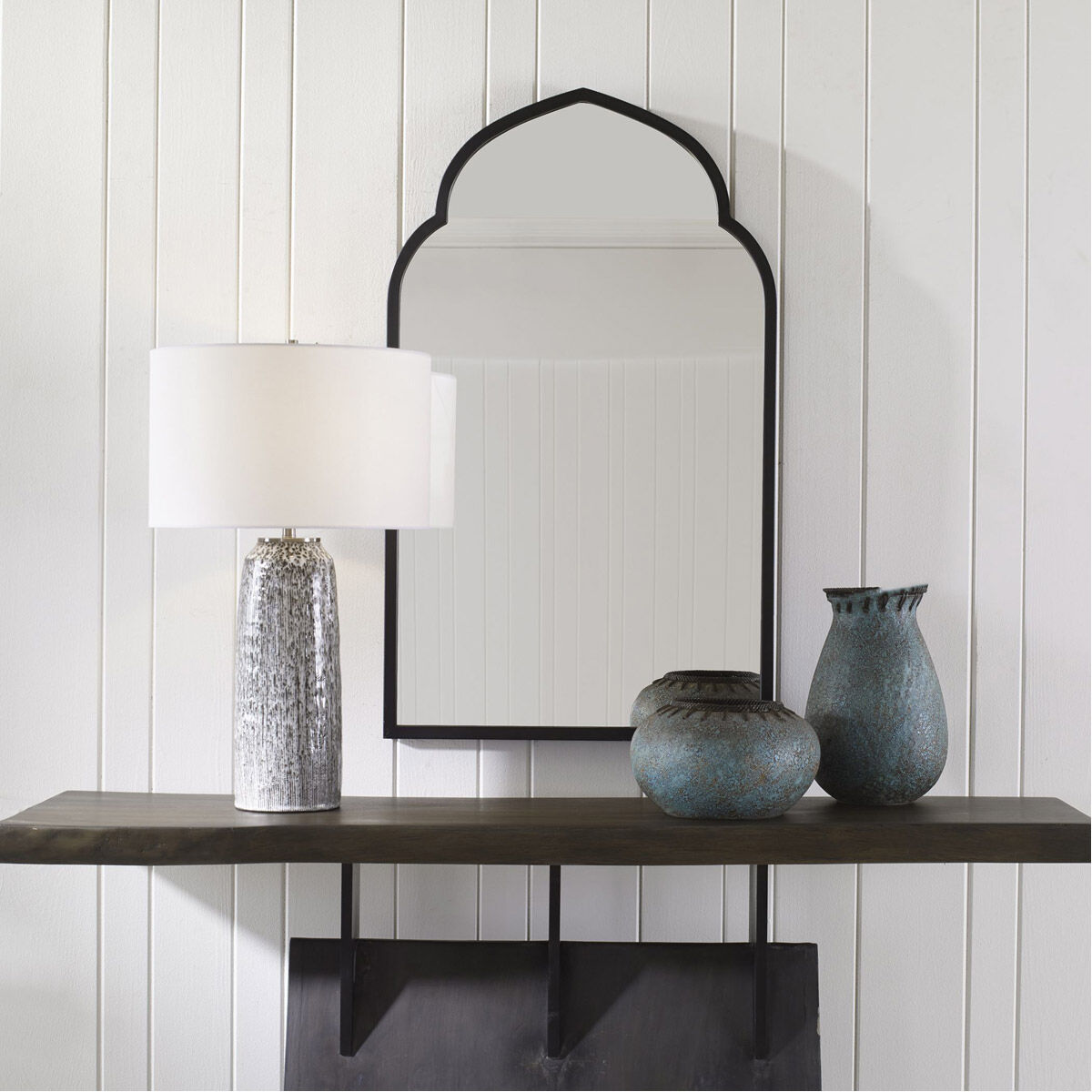 Kenitra 40 X 24 inch Matte Black Arch Wall Mirror
