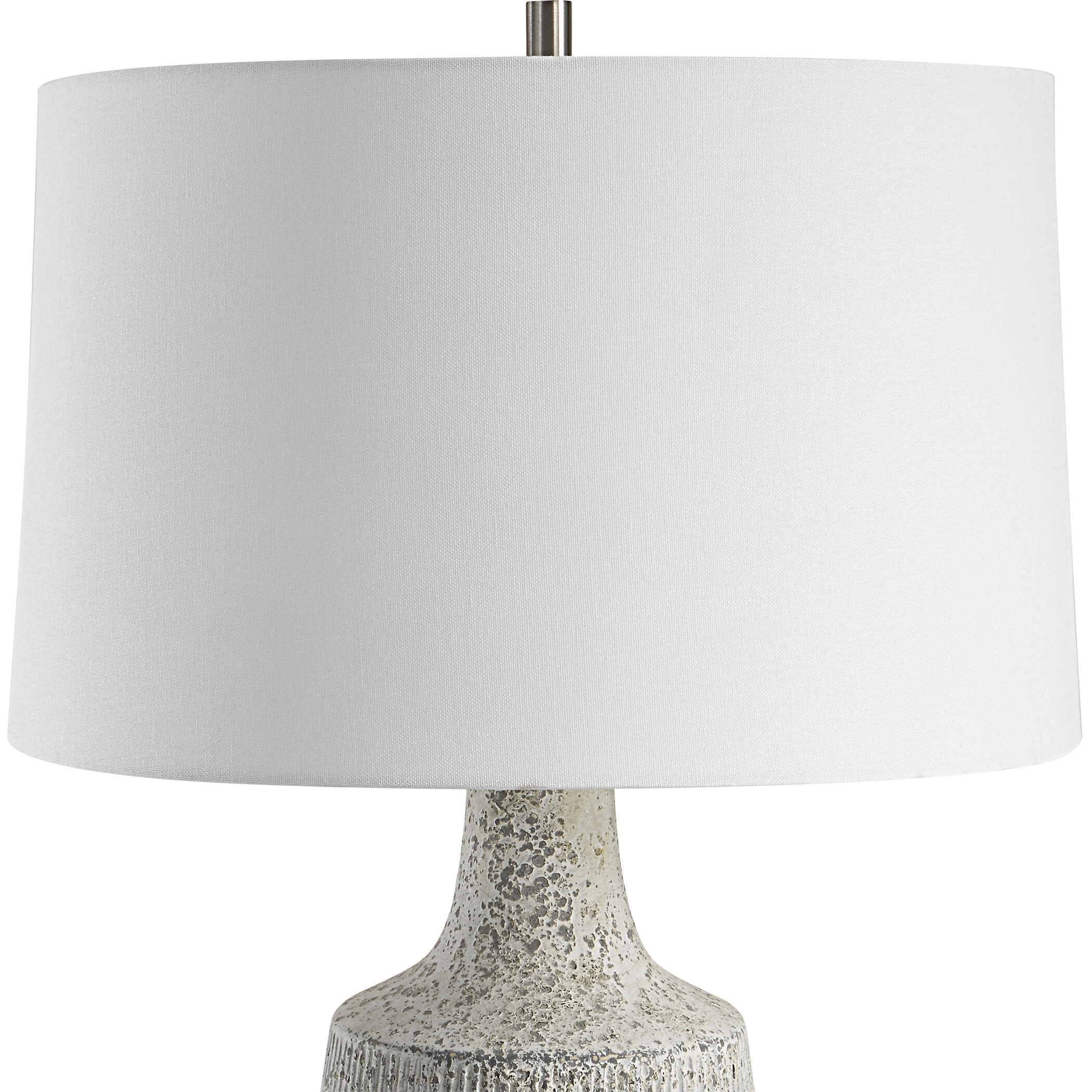 Scouts 29 inch 150.00 watt Gray and Off-White Matte Glaze with Brushed Nickel Table Lamp Portable Light