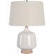 Opal 24.5 inch 150.00 watt White High Gloss Glaze and Natural Wood Table Lamp Portable Light