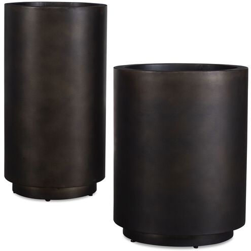 Volcan Matte Bronze Outdoor Planters, Set of 2