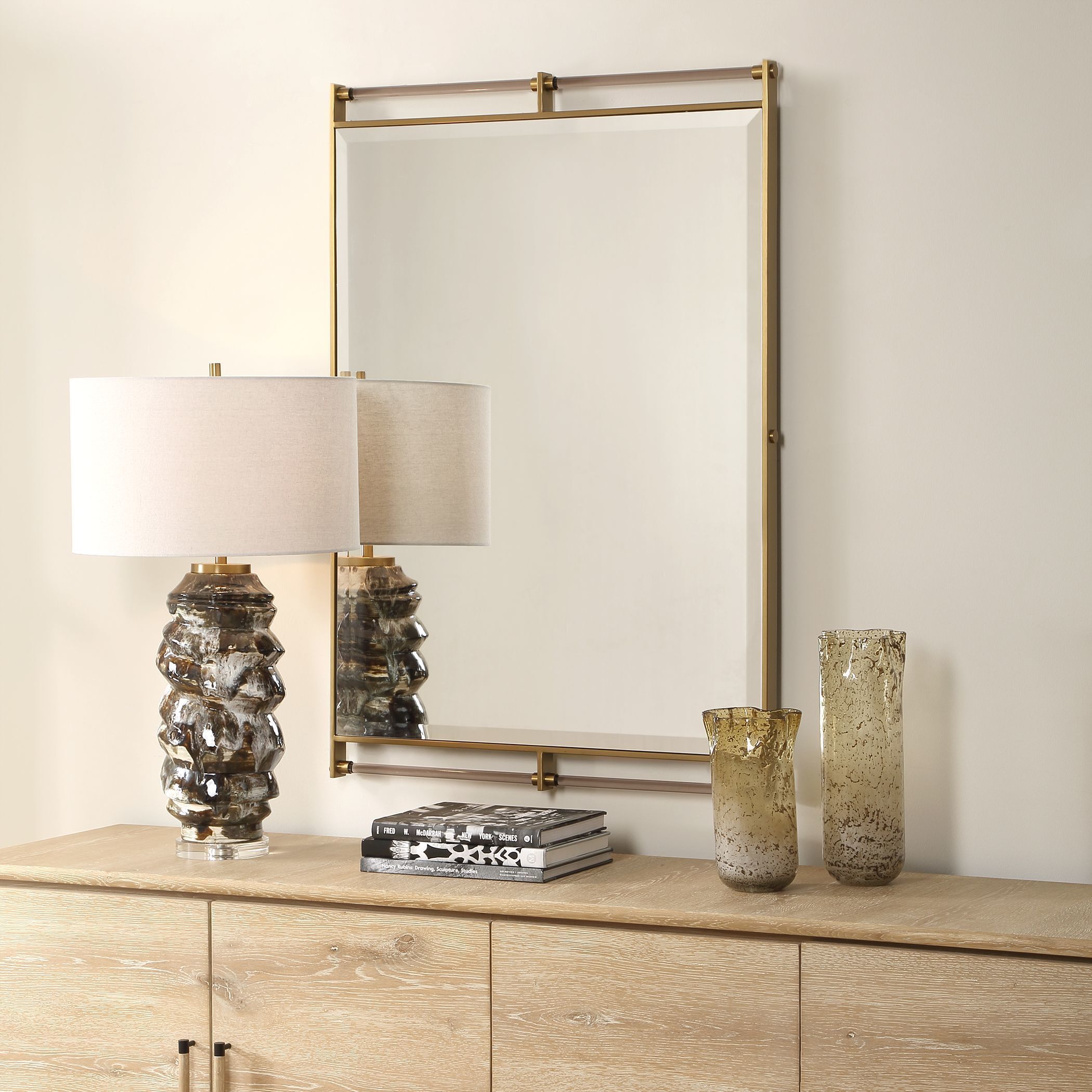 Ripoll 45.75 X 31.25 inch Antique Brass and Amber Acrylic Mirror
