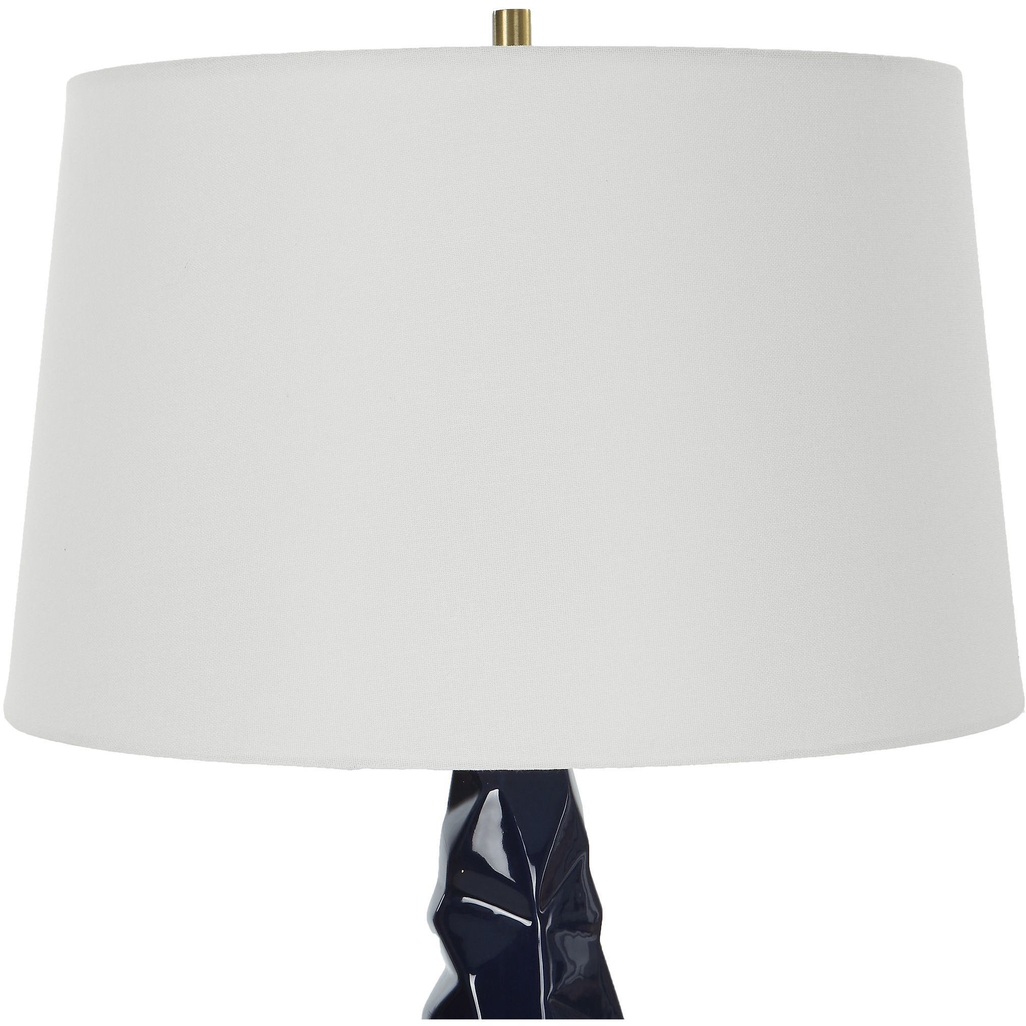 Kavos 31 inch 150.00 watt Navy Blue Gloss Glaze and Brushed Brass Table Lamp Portable Light