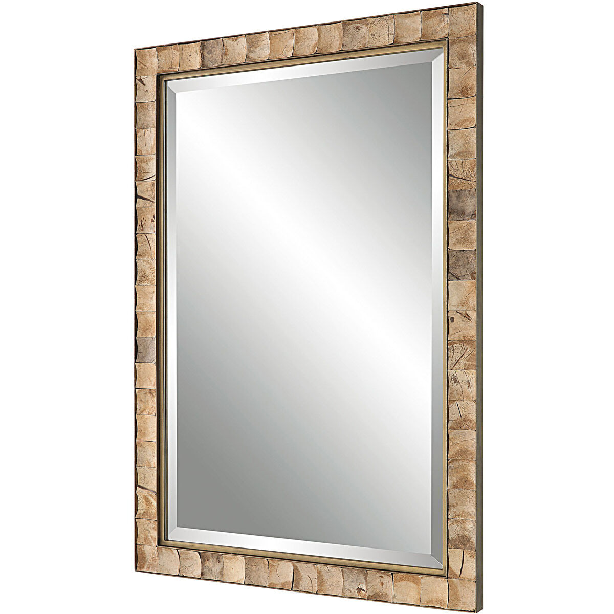 Cocos 41 X 28 inch Coconut Shell and Dark Gold Wall Mirror