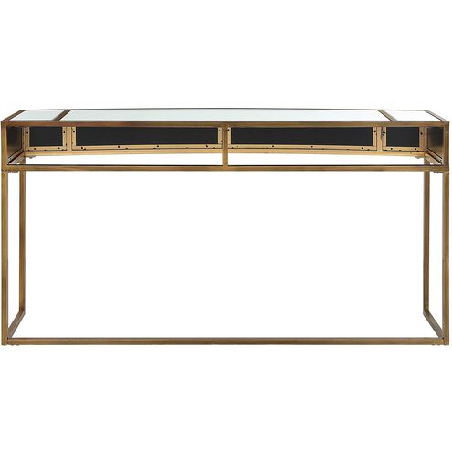 Reflect 62 inch Brushed Aged Gold and Mirrored Accents Mirrored Console Table