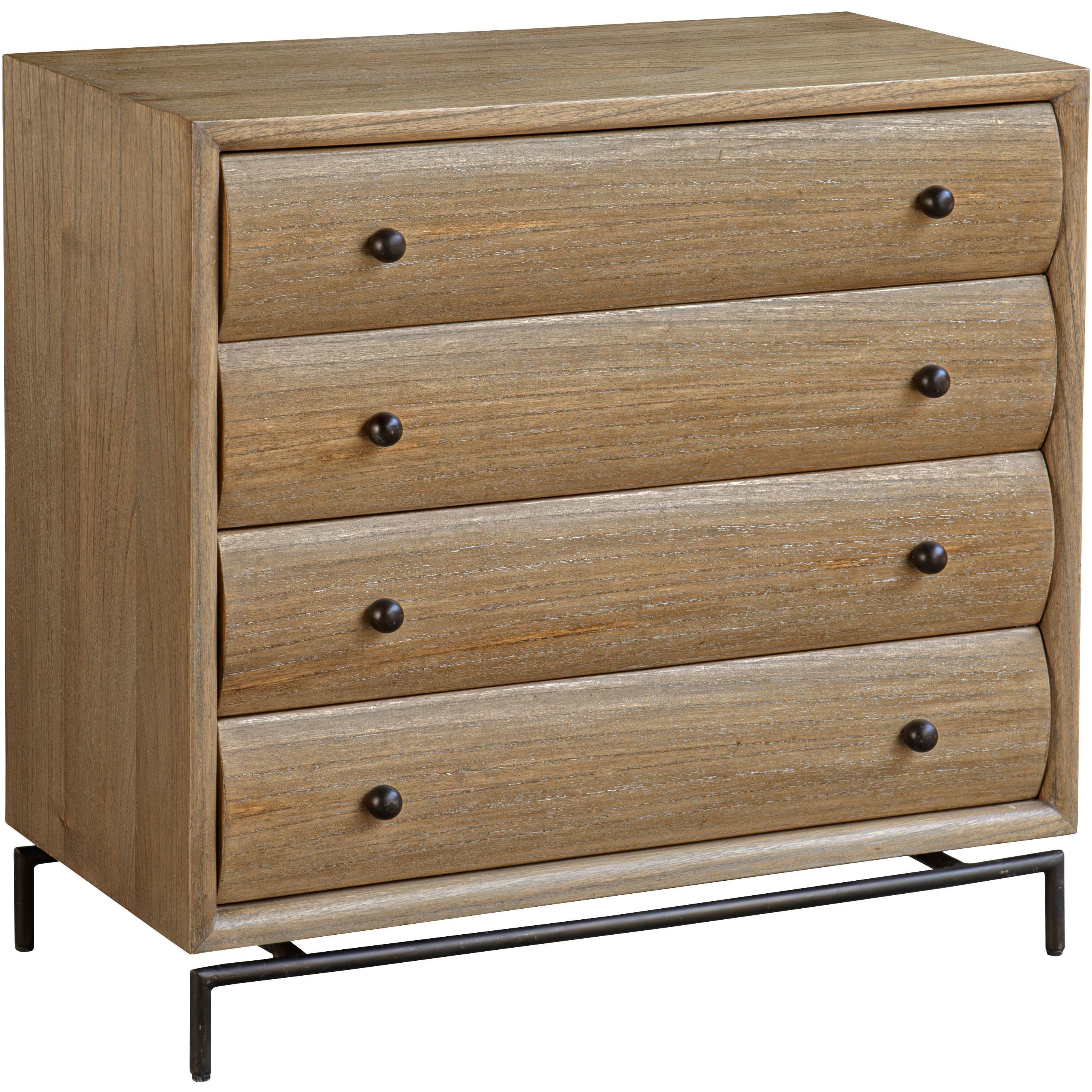 Millard Natural Wood and Bronze 4 Drawer Chest