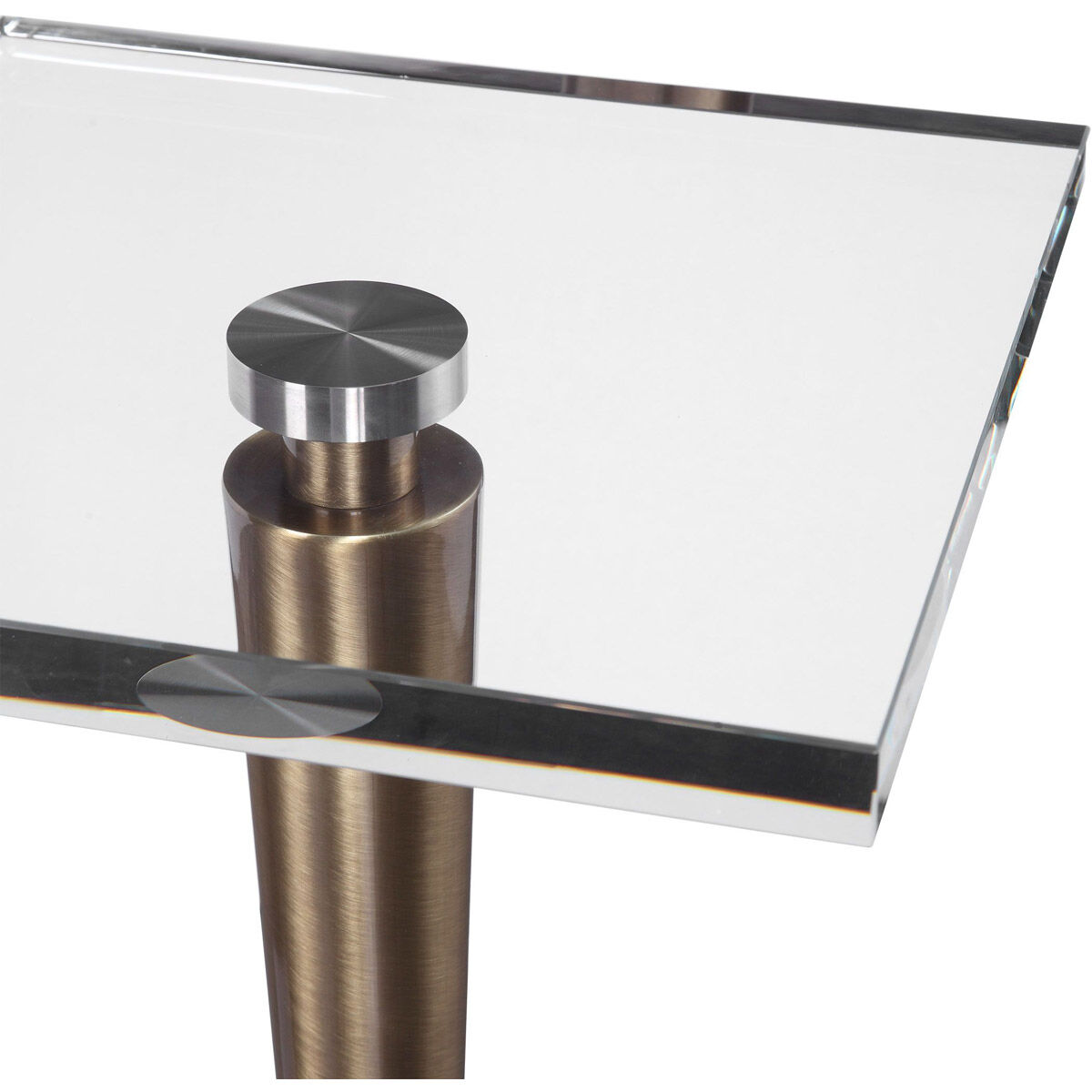 Campeiro 29 X 13 inch Crystal and Brushed Brass with White Marble Drink Table