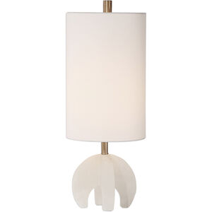 Alanea 24 inch 100 watt Polished Alabaster and Brushed Nickel Table Lamp Portable Light