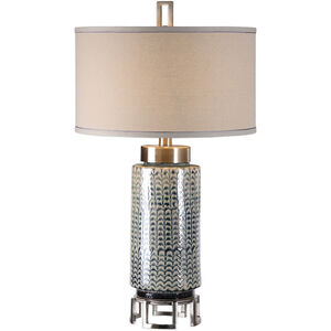 Vanora 31 inch 150 watt Cerulean Blue Glaze and Plated Brushed Nickel Table Lamp Portable Light
