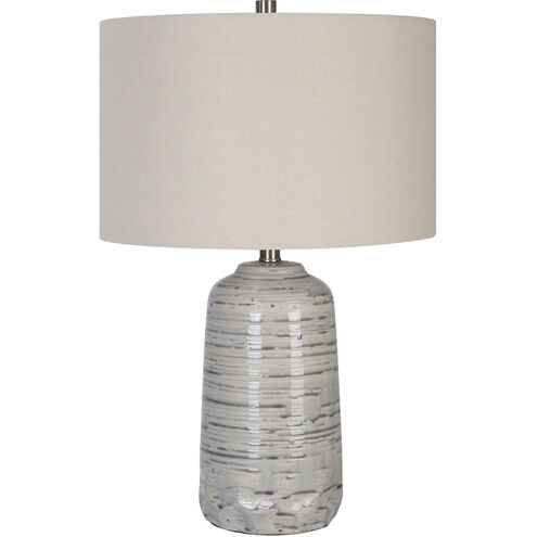 Cyclone 25 inch 150.00 watt Ivory Glaze with Striped Gray Drip Table Lamp Portable Light