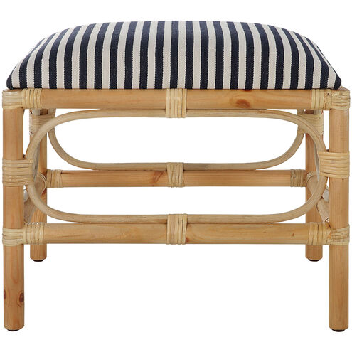 Laguna Navy and White with Naturally Finished Solid Wood Bench, Small
