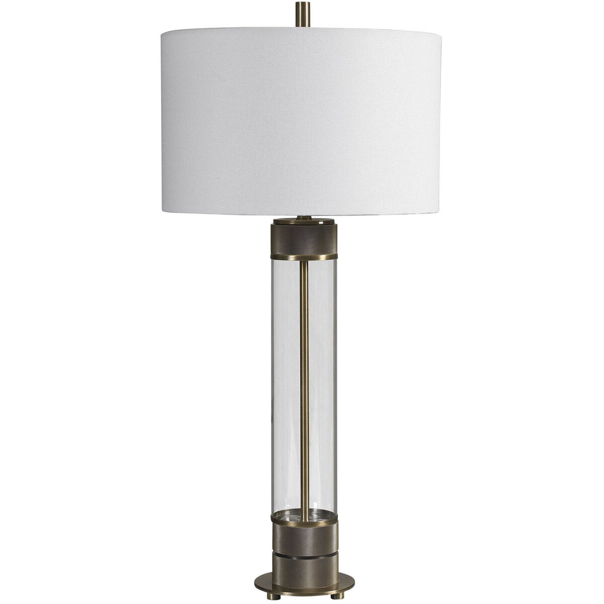 Anmer 35 inch 150.00 watt Clear Glass and Antiqued Brass Table Lamp Portable Light