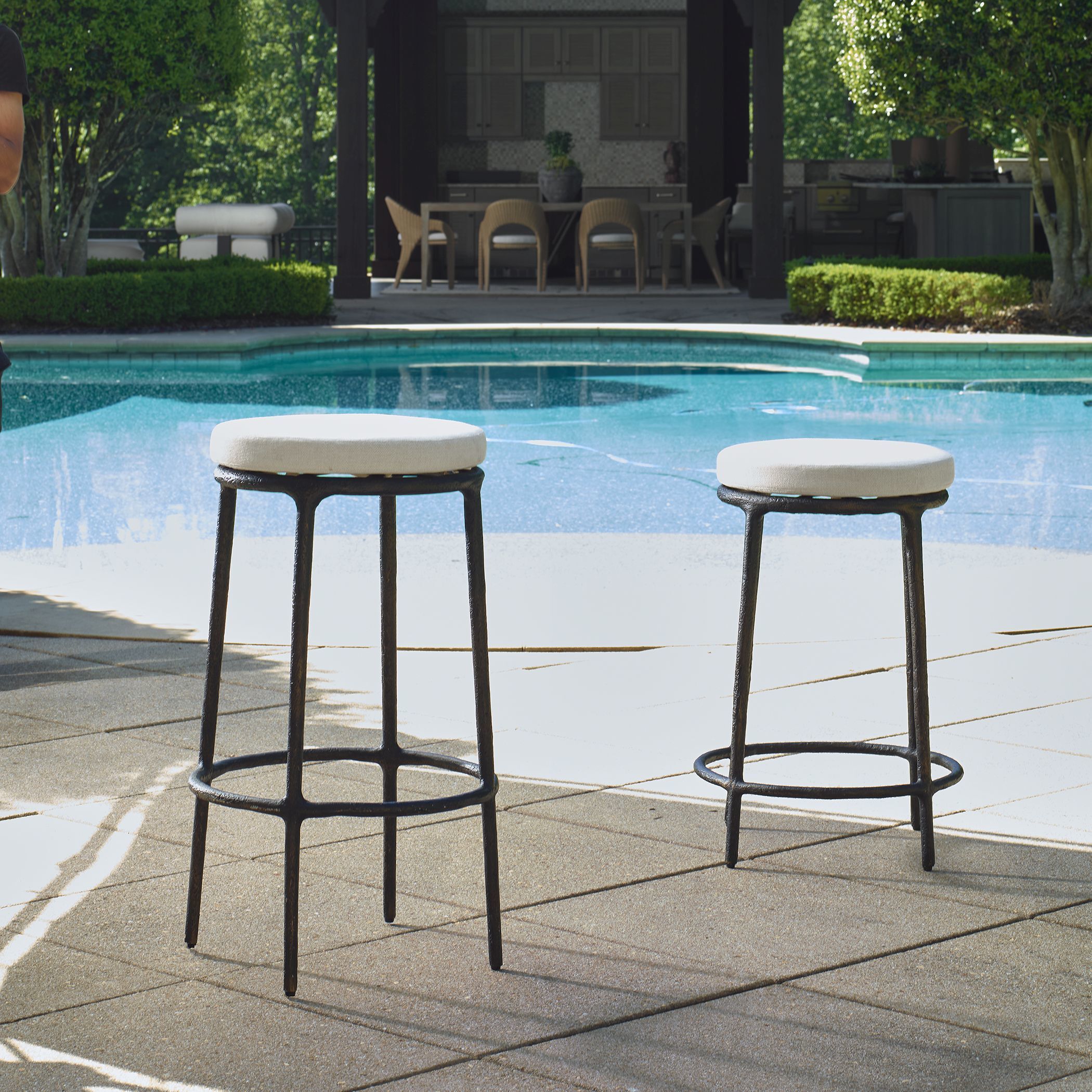Thayer 31 inch Java and Oyster White Outdoor Bar Stool