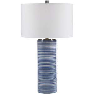 Montauk 29 inch 150 watt Striped White and Indigo Table Lamp Portable Light
