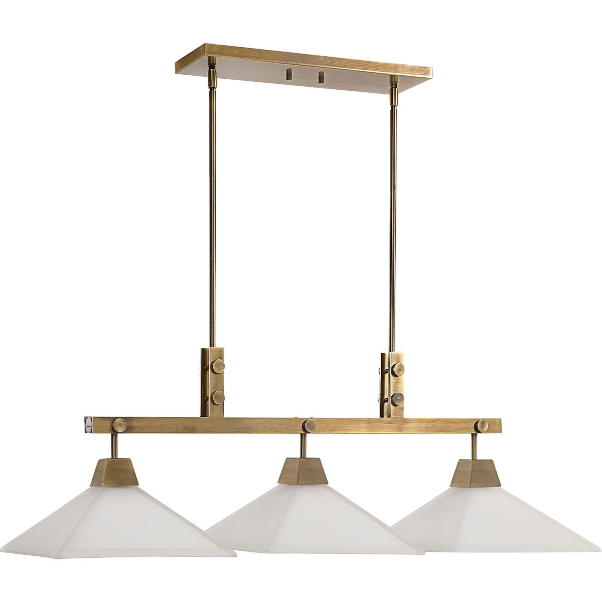 Brookdale 3 Light 44 inch Aged Brass Linear Chandelier Ceiling Light