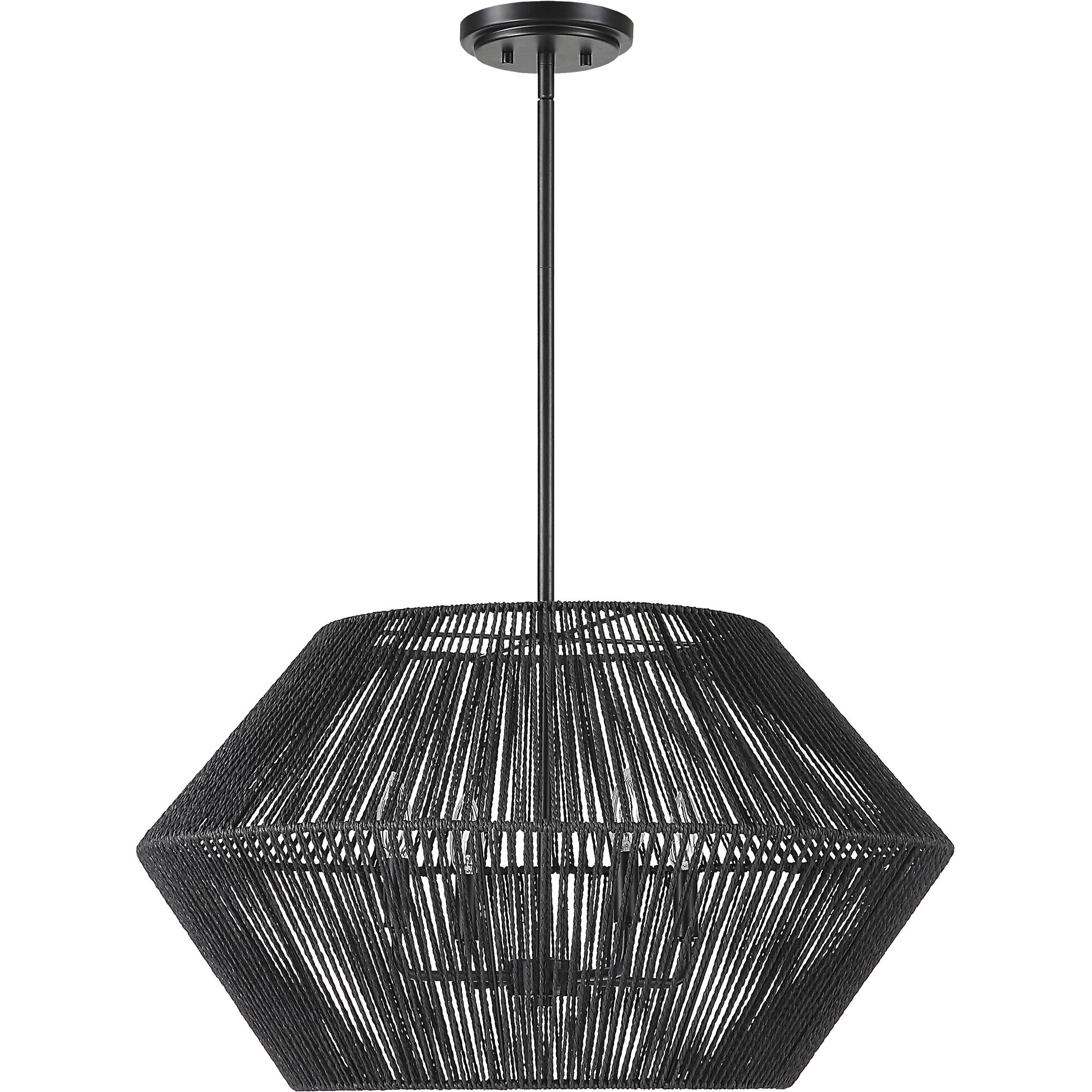 Suva 4 Light 28 inch Black Rope Pendant Ceiling Light