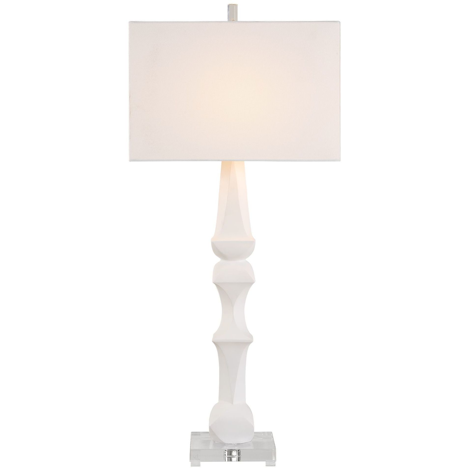 Mayme 37.5 inch 150 watt Matte White and Crystal Table Lamp Portable Light