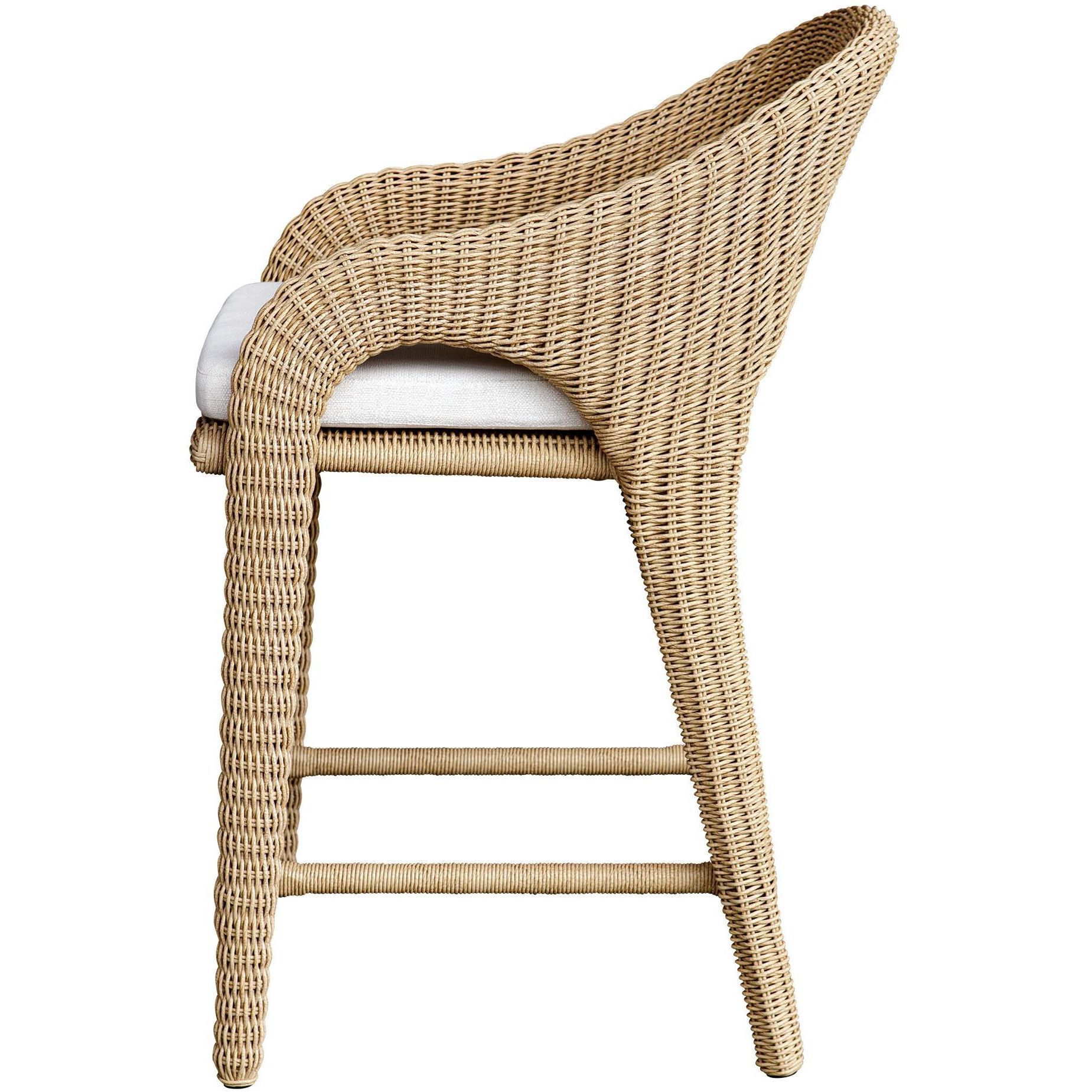 Kavali 38 inch Natural Honey and Oyster White Outdoor Counter Stool