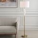 Quite The Buzz 65.5 inch 150.00 watt Textured White Ceramic and Antique Brass Floor Lamp Portable Light