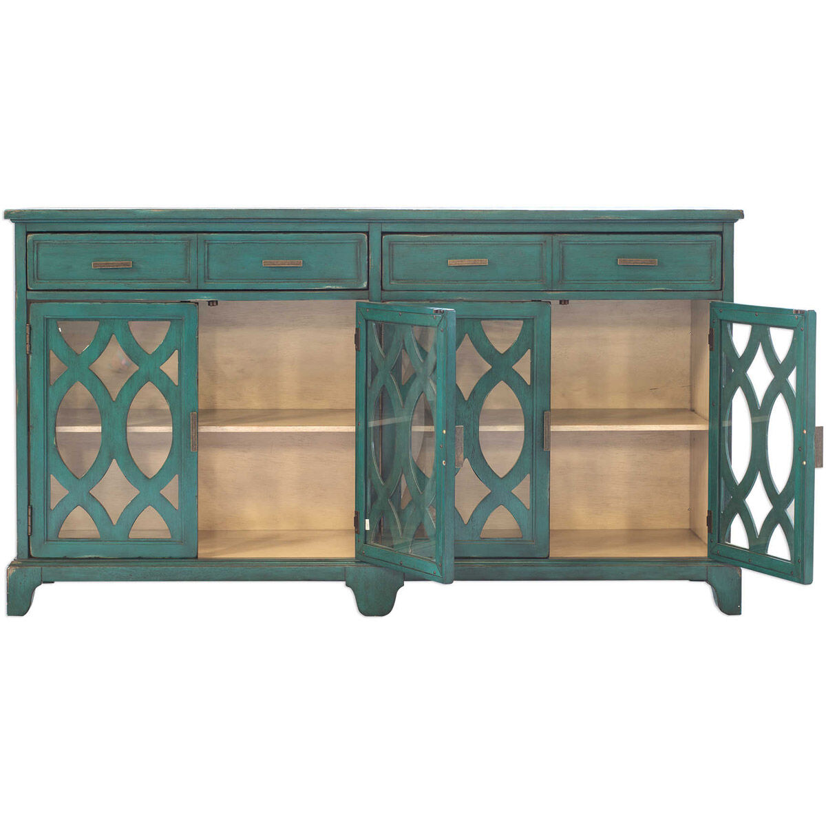 Oksana 63 inch Antique Green and Antique White Credenza