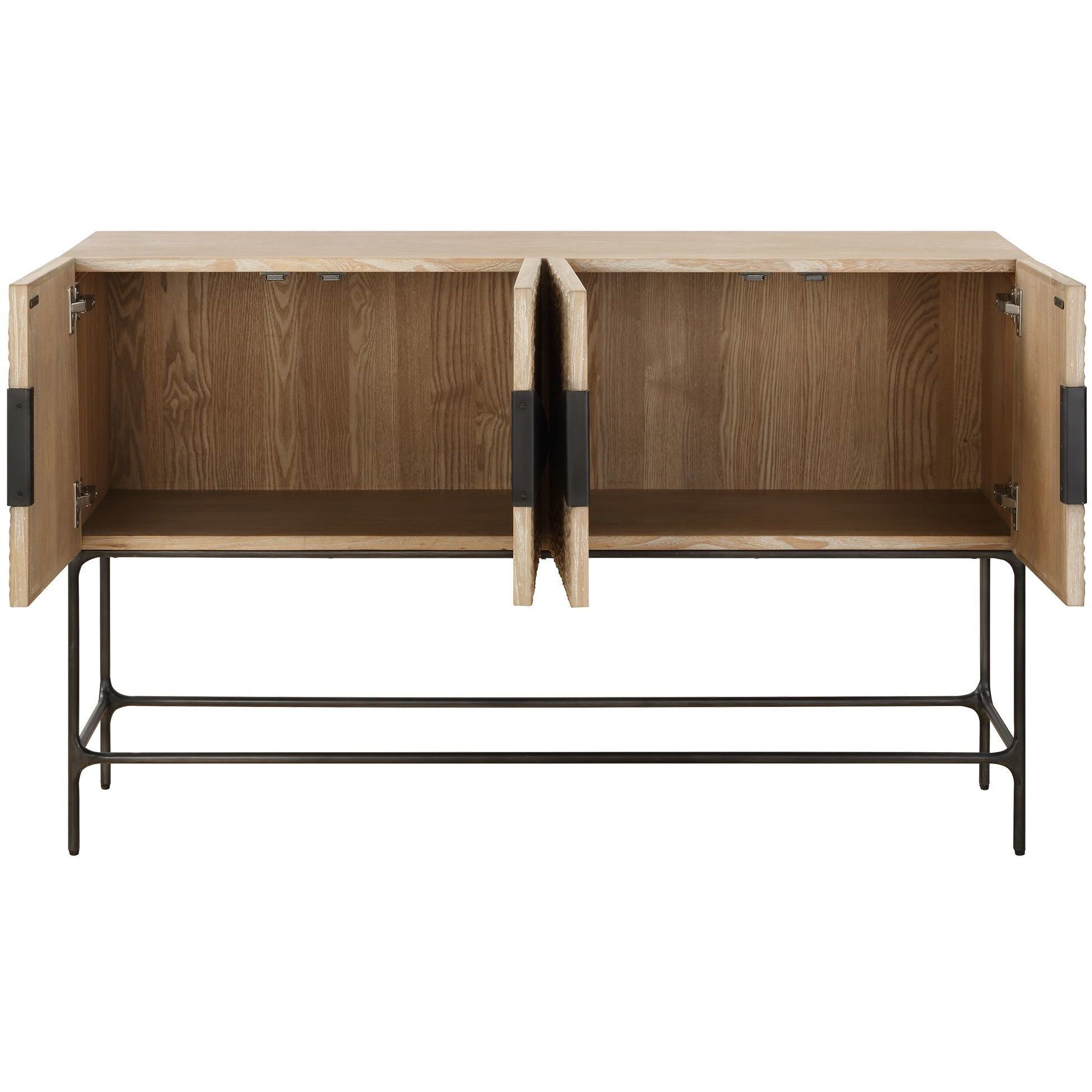 Lunar Elm Veneer and Black 4 Door Cabinet