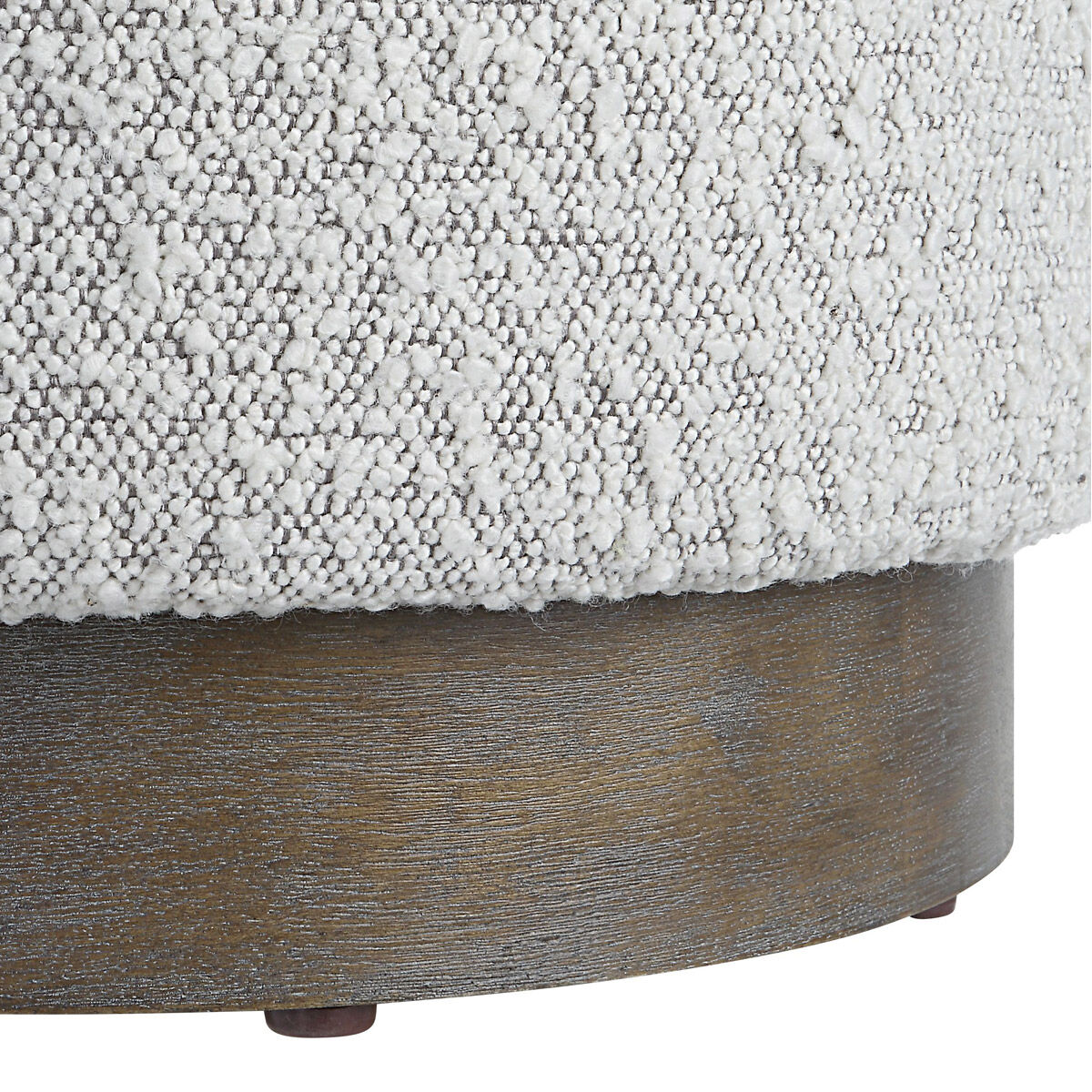 Avila 18 inch Ivory and Warm Gray Boucle Fabric Ottoman