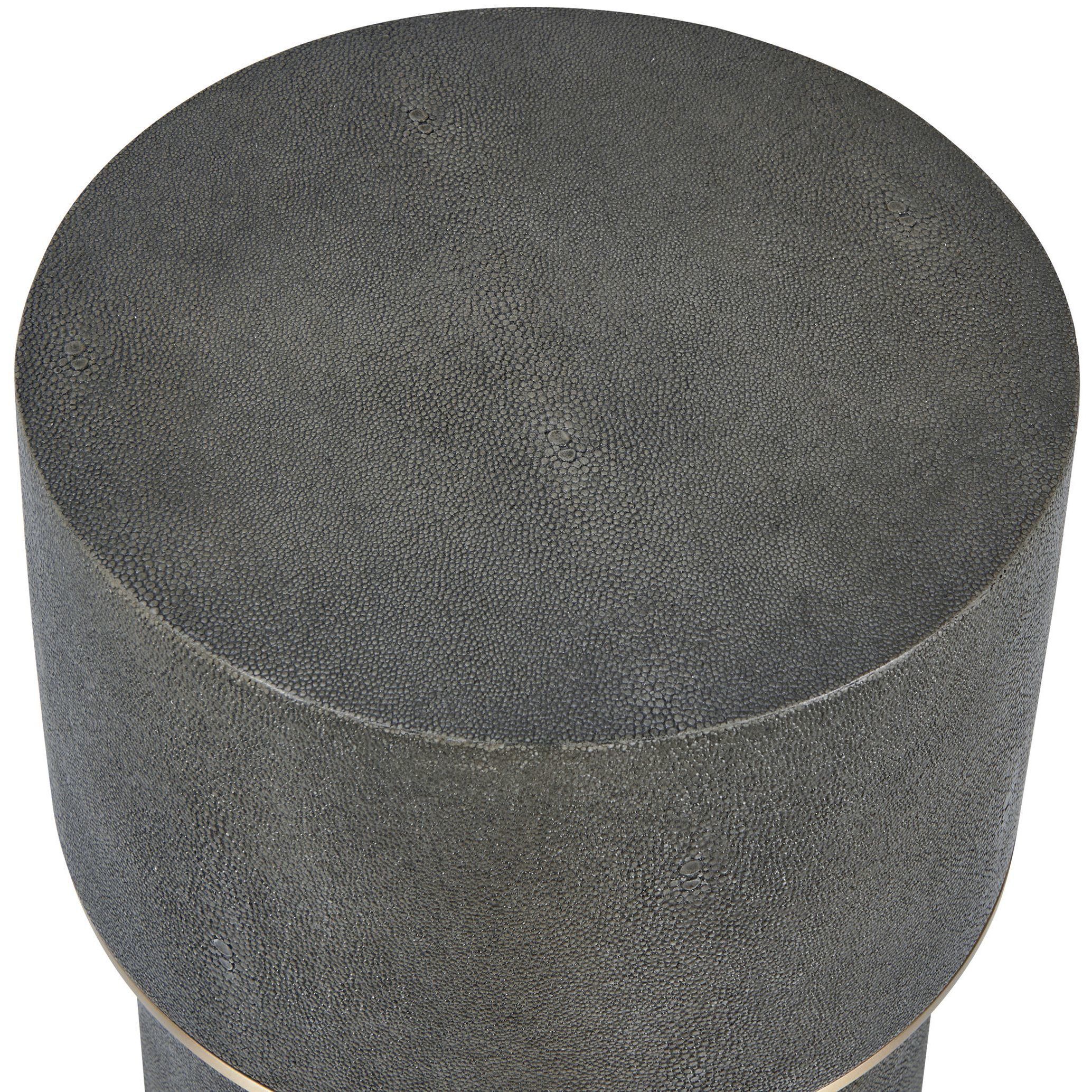 Wessex 22.5 X 8.5 inch Charcoal Faux Shagreen and Brushed Brass Drink Table