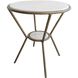 Refuge 25.5 X 23 inch Antique Gold and White Marble Side Table