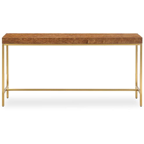 Moran 60 inch Burl Veneer and Gold Console Table