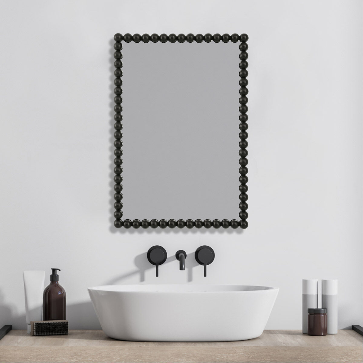 Serna 30 X 21 inch Satin Black Mirror