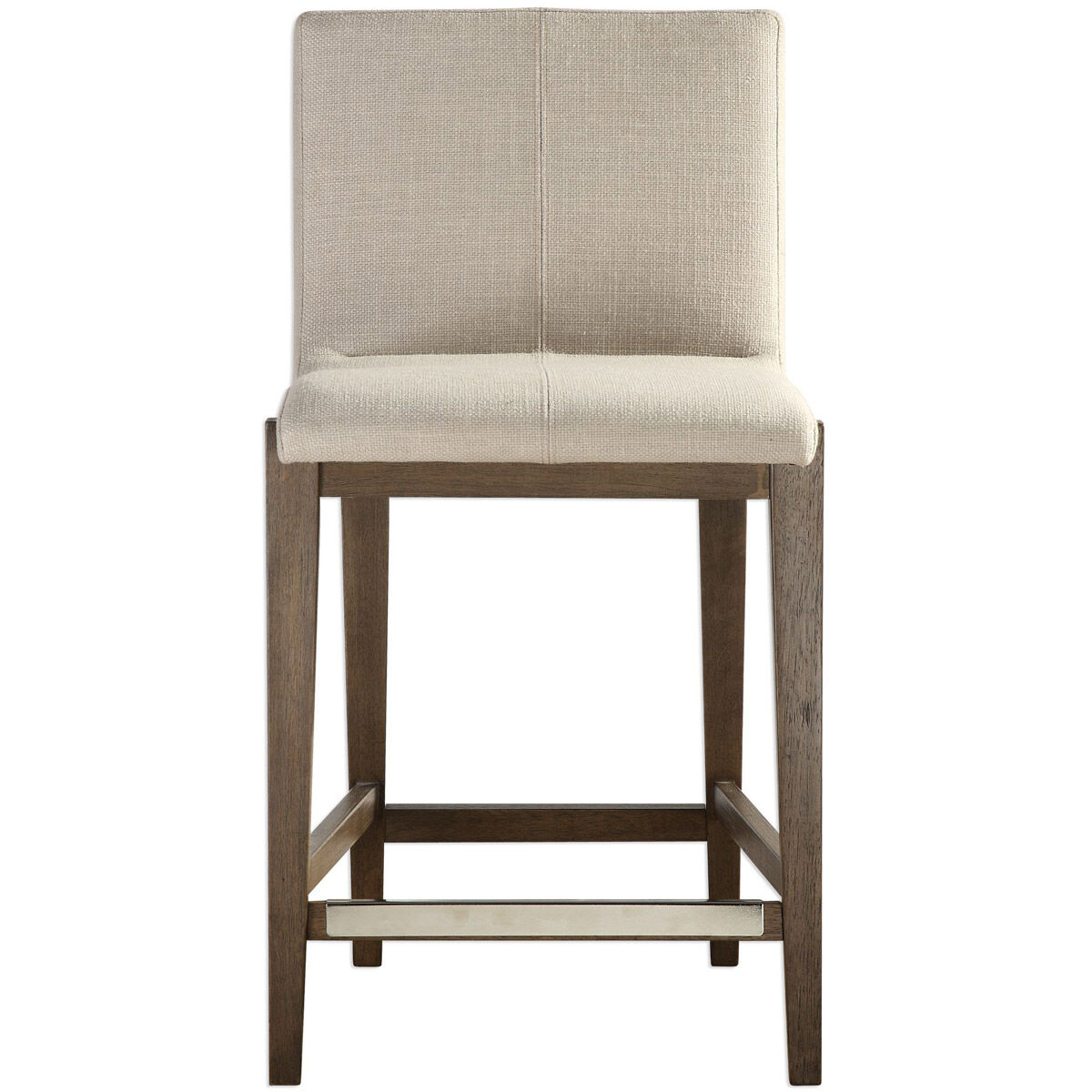 Klemens 38.5 inch Neutral Linen Fabric with Light Walnut Counter Stool