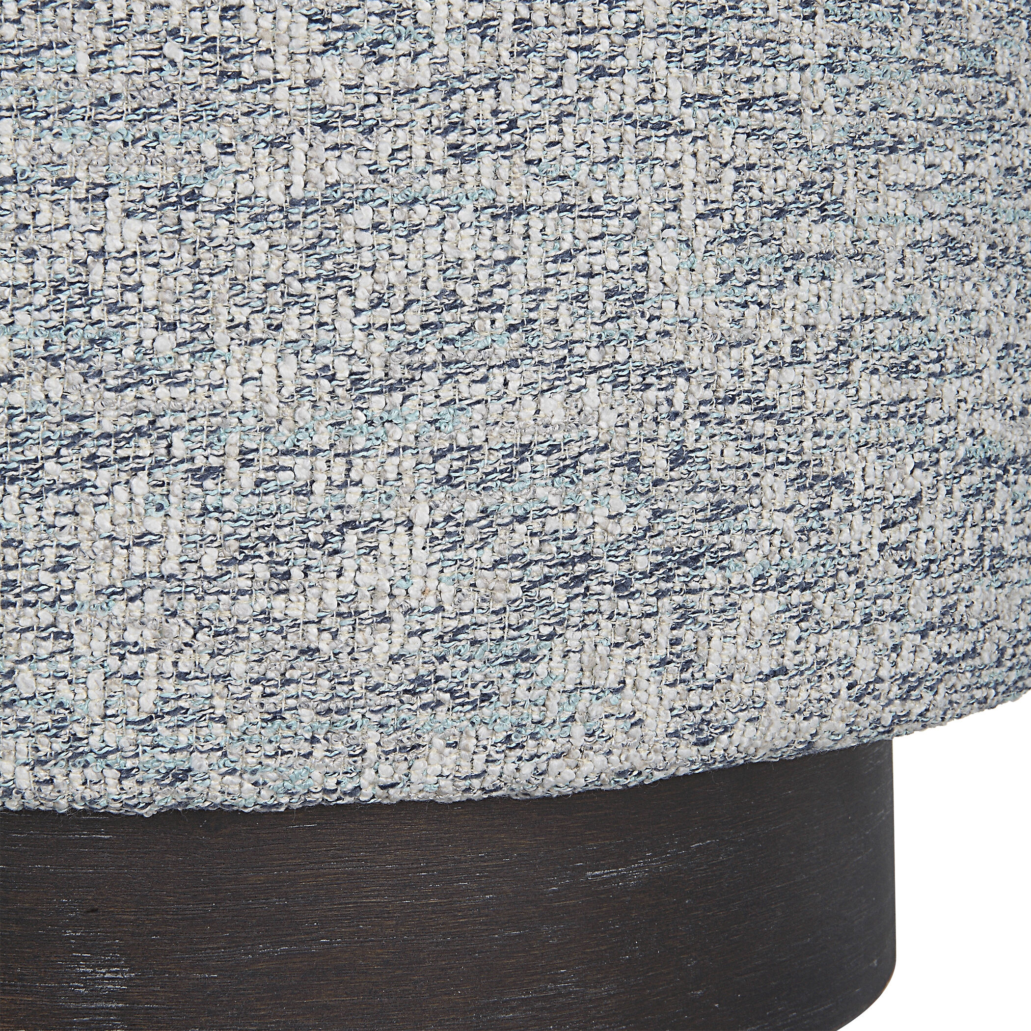 Avila 18 inch Blue and White Tweed Fabric with Dark Walnut Ottoman