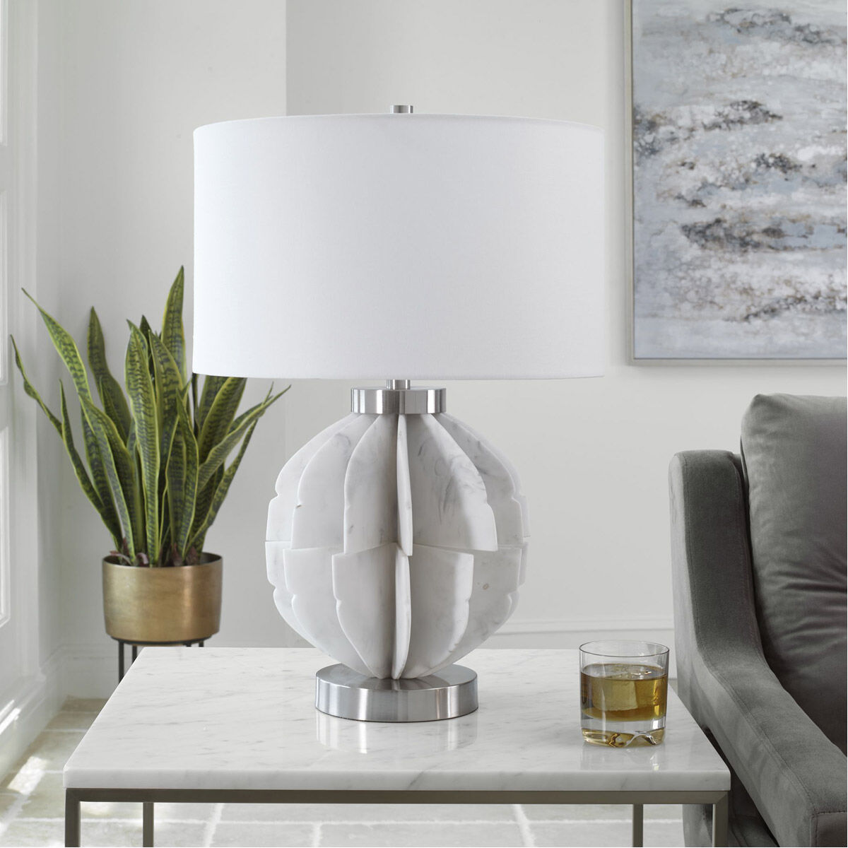 Brushed nickel shop table lamps