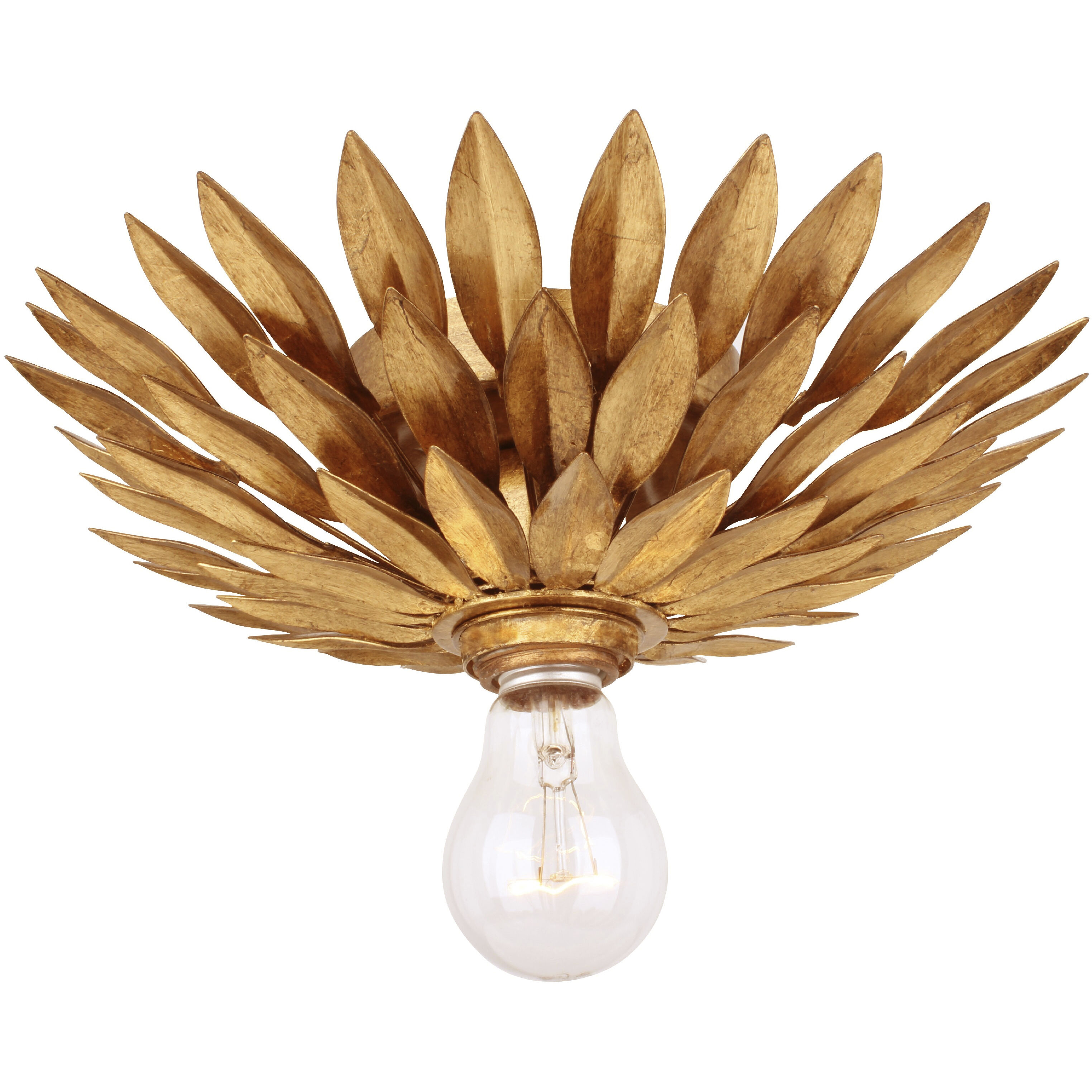 Broche 1 Light 11 inch Antique Gold Flush Ceiling Light