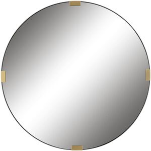 Clip 42.5 X 42.5 inch Satin Black and Antiqued Gold Leaf Mirror