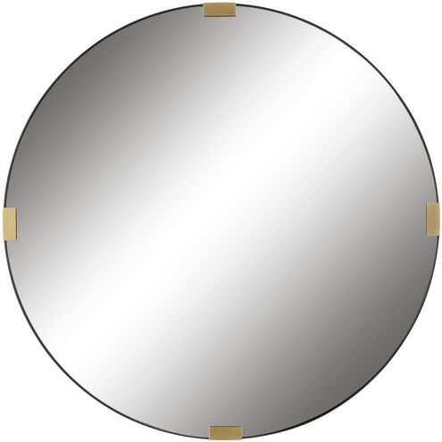 Clip 42.5 X 42.5 inch Satin Black and Antiqued Gold Leaf Mirror