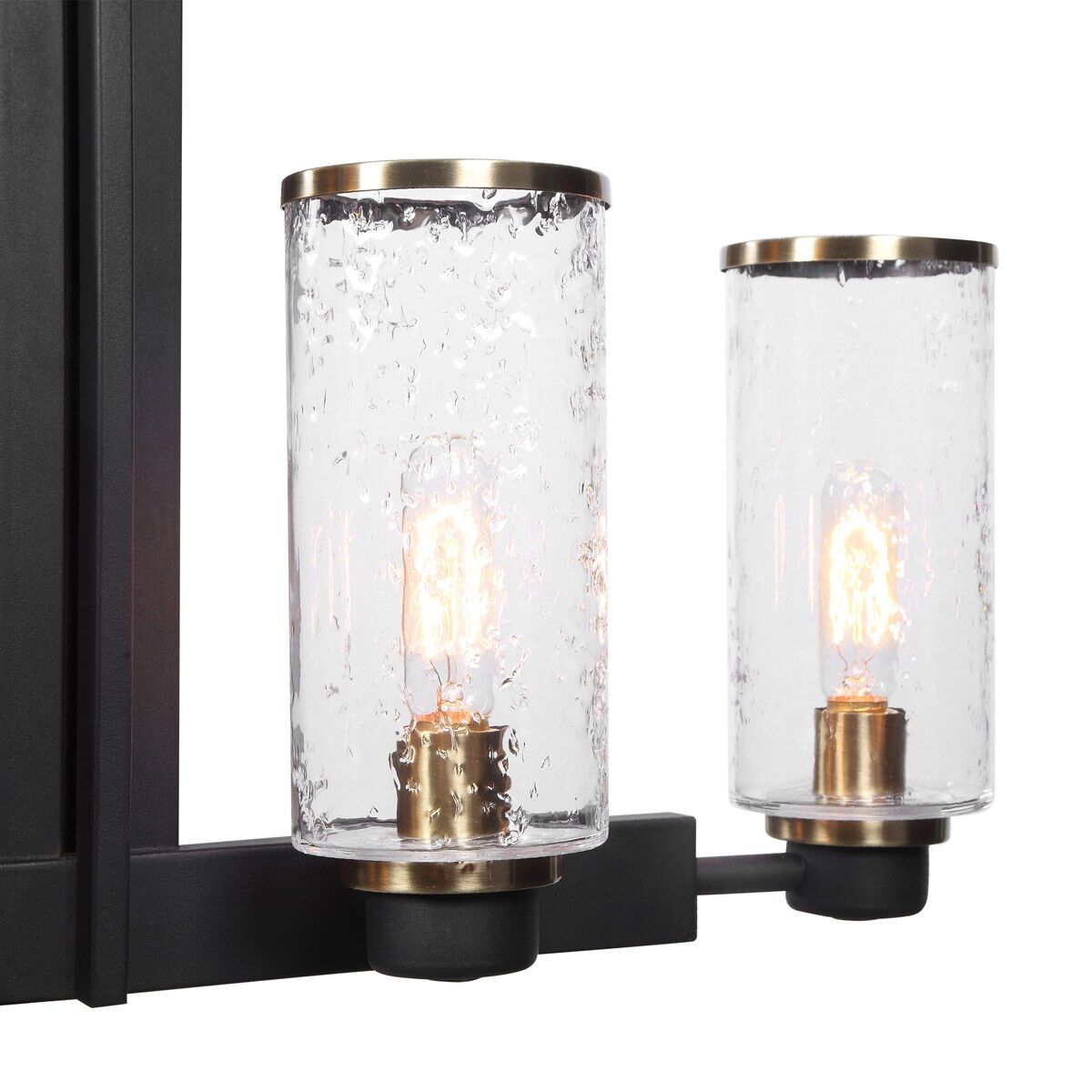 Jarsdel 6 Light 45 inch Black and Antique Brass Island Light Ceiling Light