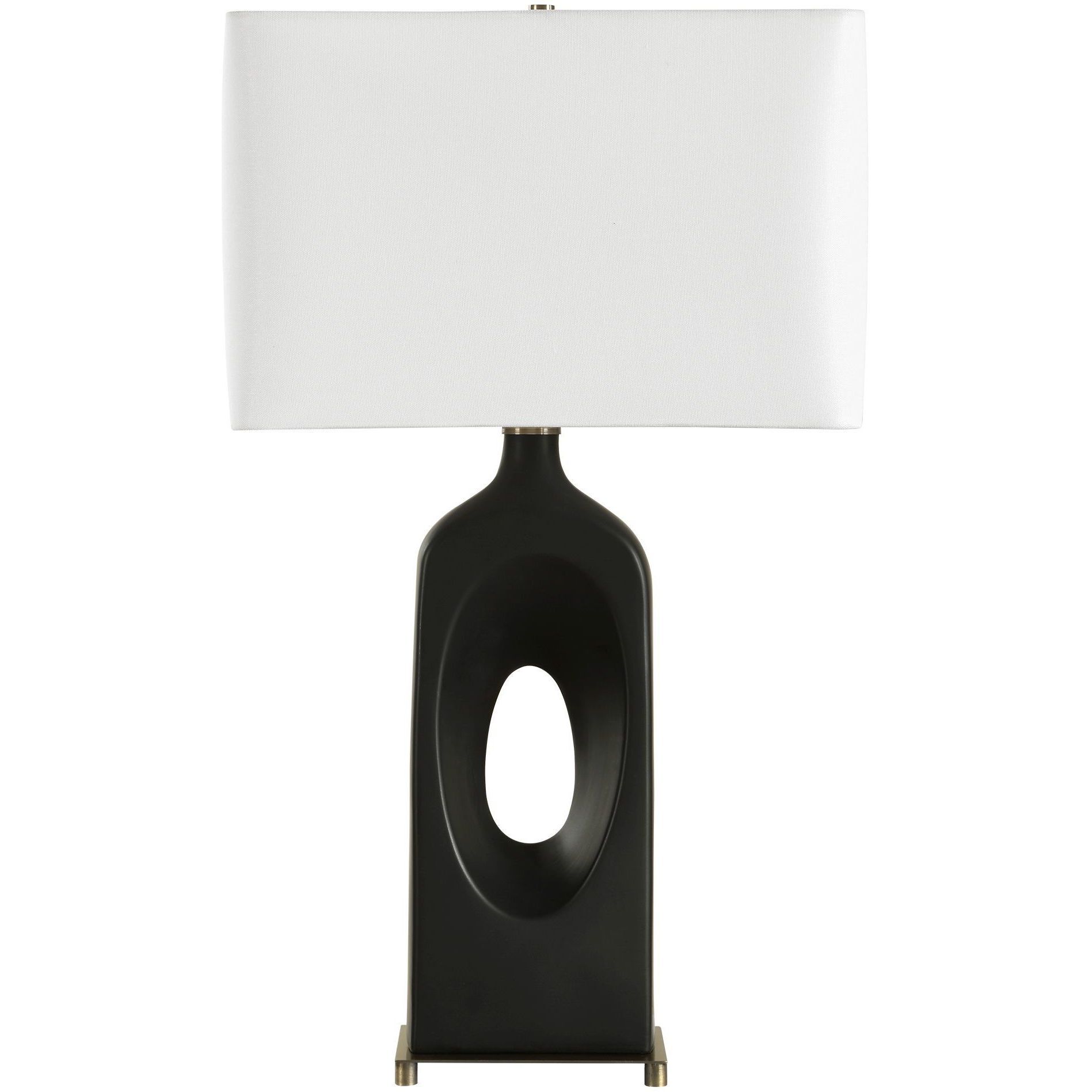 Void 30 inch 150 watt Matte Black Glaze and Brass Table Lamp Portable Light