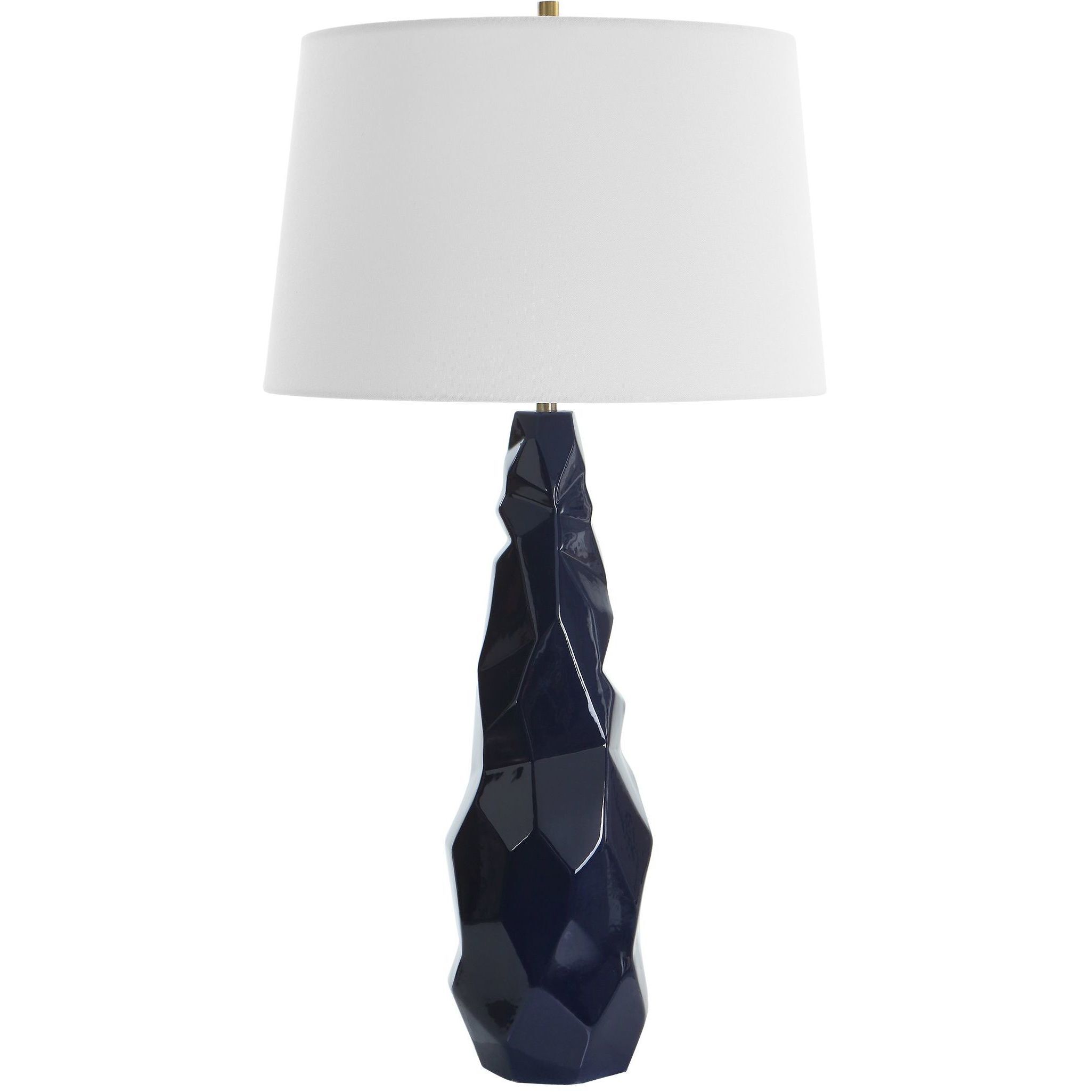 Kavos 31 inch 150.00 watt Navy Blue Gloss Glaze and Brushed Brass Table Lamp Portable Light