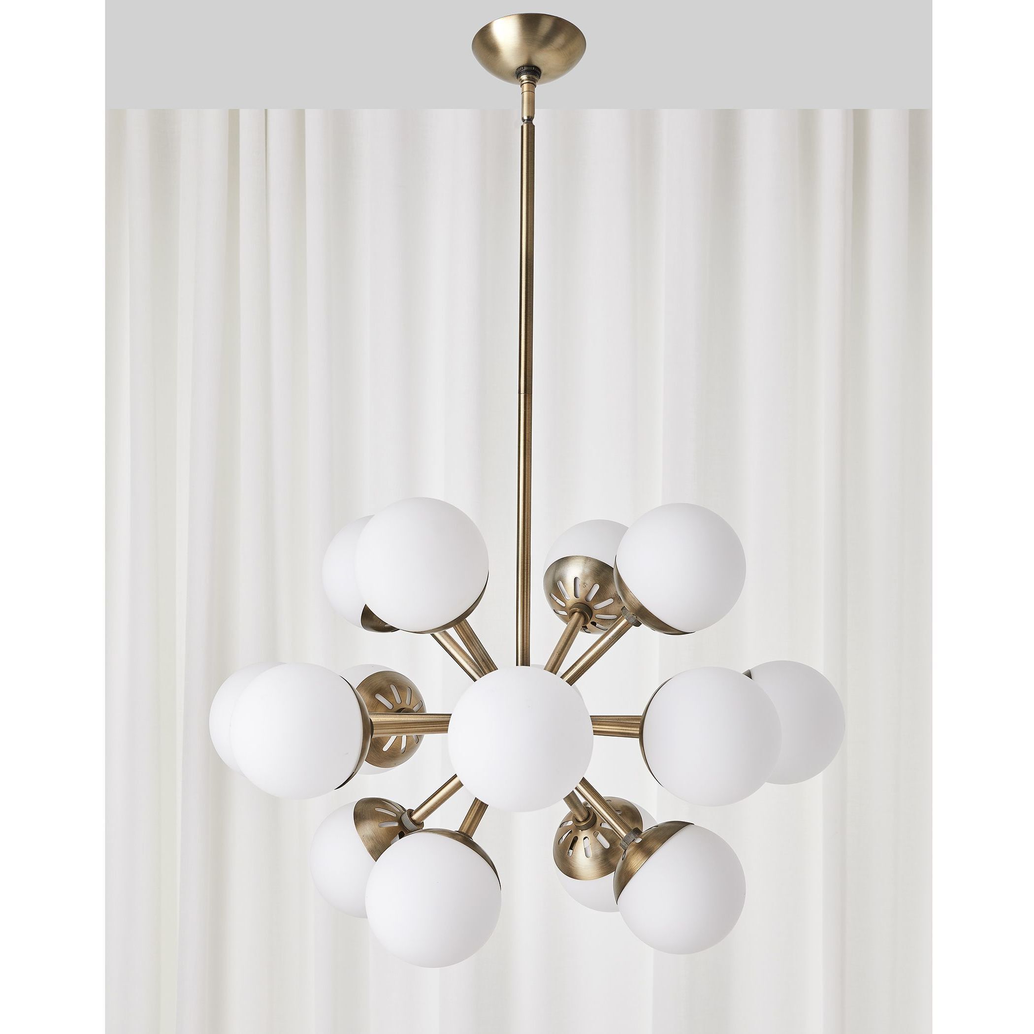 Droplet 16 Light 28 inch Antique Brass Chandelier Ceiling Light