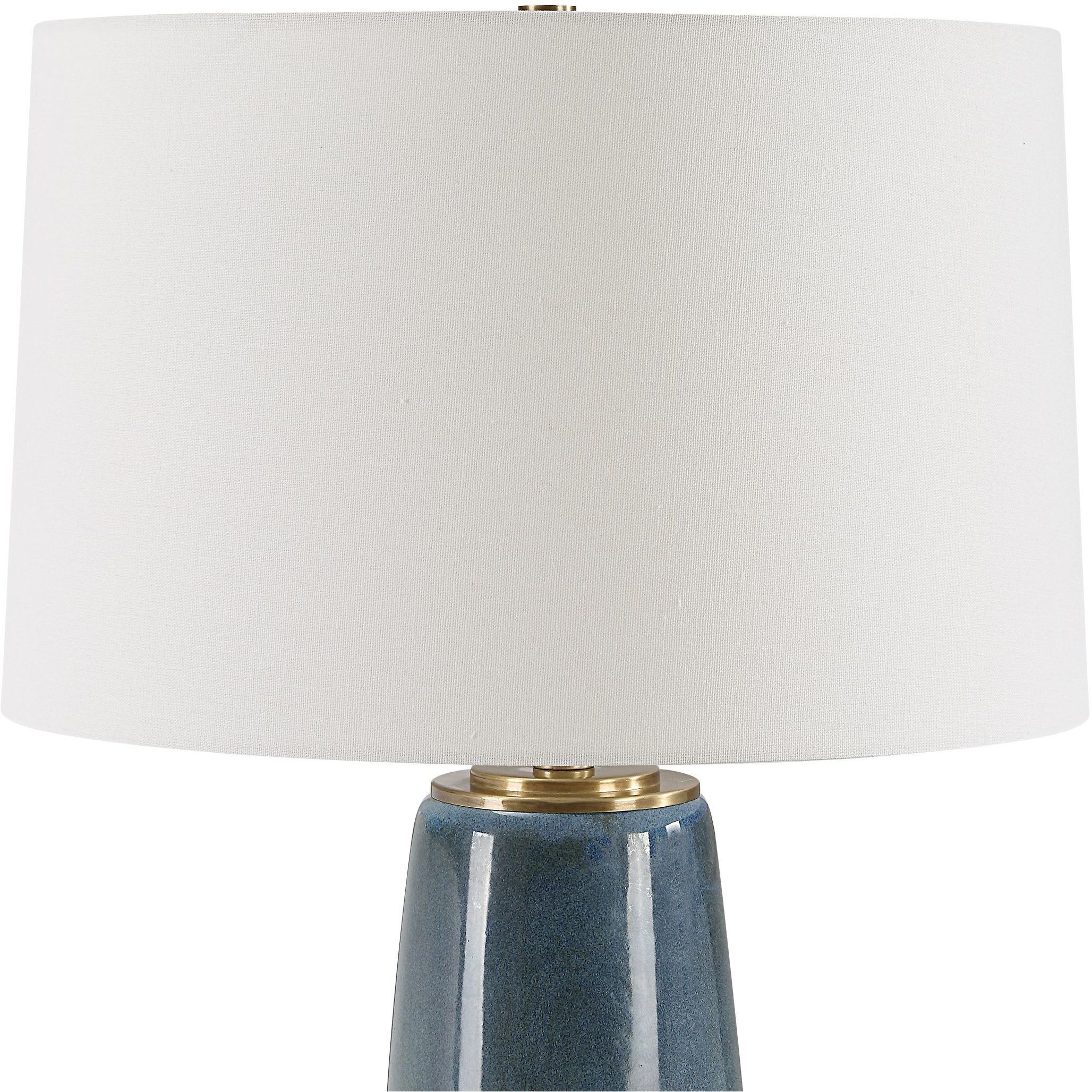 Submerged 26.25 inch 150.00 watt Deep Blue Glaze and Antique Brass Table Lamp Portable Light