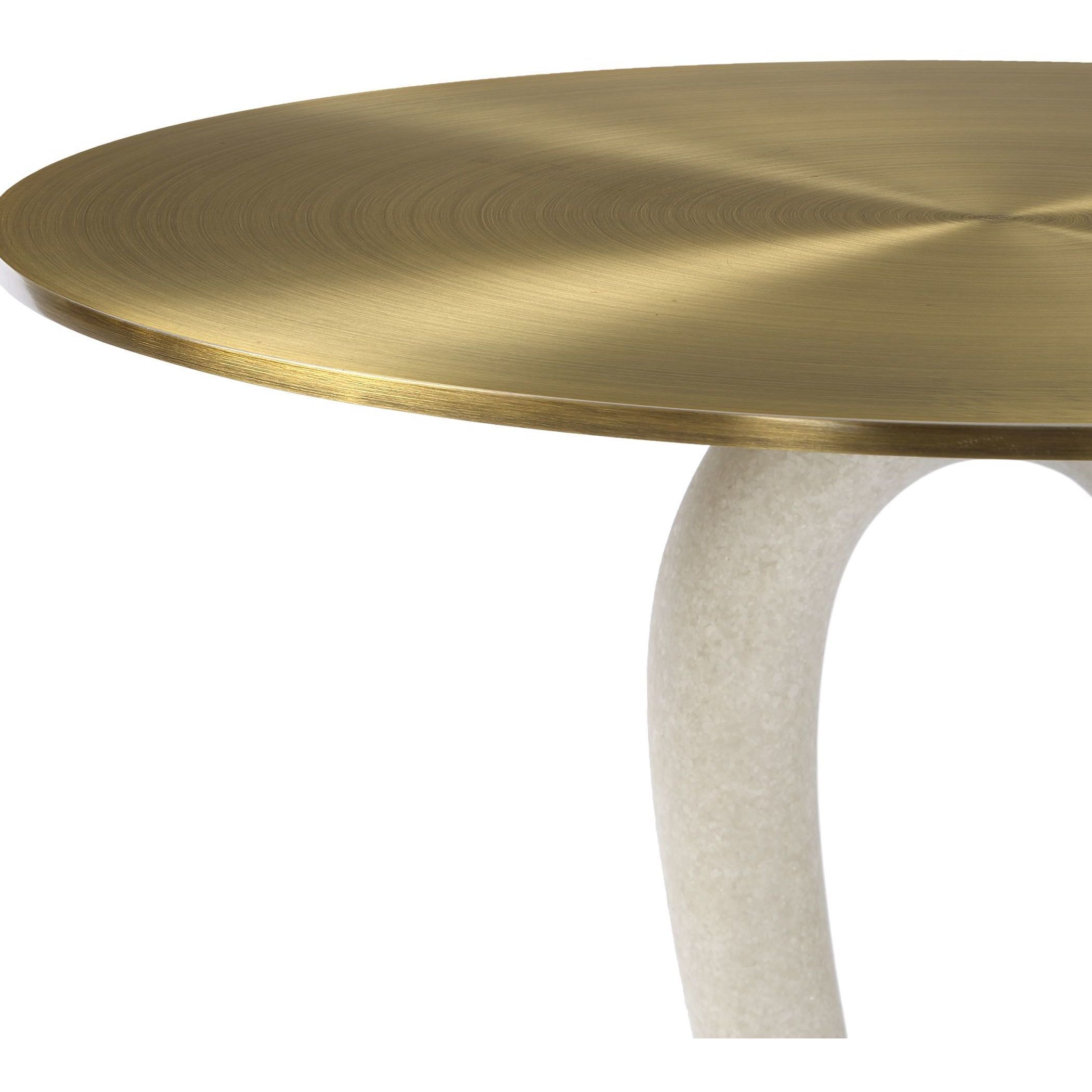 Sonia 23.25 X 14 inch Brass, White Accent Table