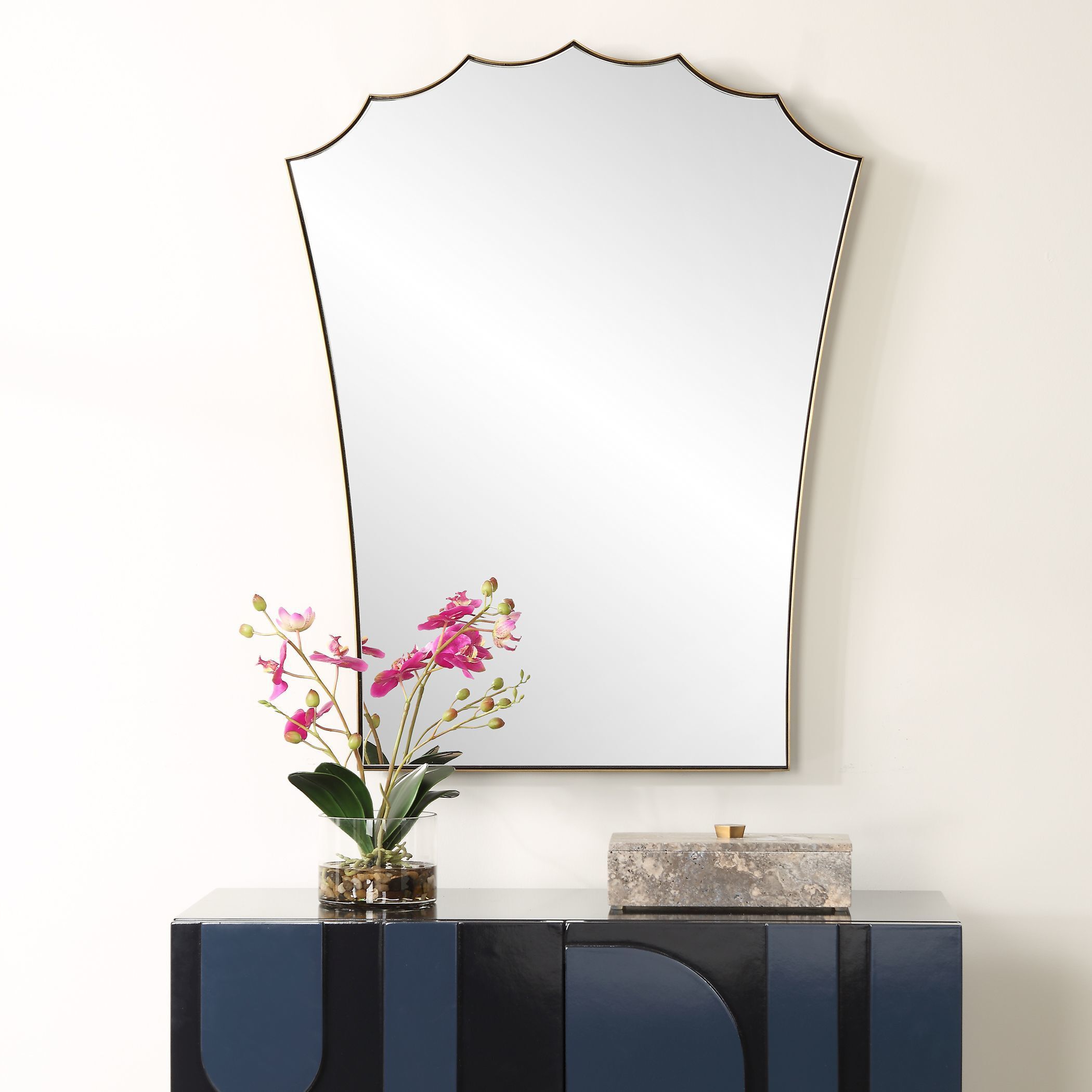 Monarch 30.5 X 24 inch Plated Antique Brass Vanity Mirror