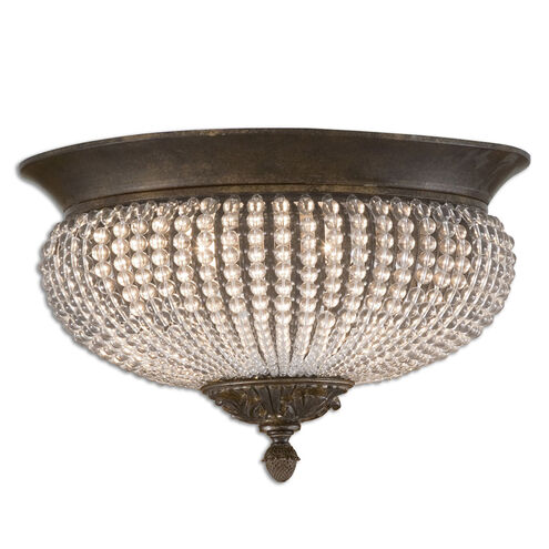 Cristal De Lisbon 2 Light 15 inch Golden Bronze Flush Mount Ceiling Light