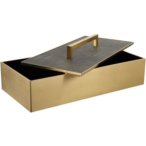 Wessex 14 inch Classic Brass and Gray Faux Shagreen Box