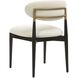 Moxie Matte Black and Brushed Brass and Off White Armless Dining Chairs, Set of 2